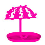 SUD TRADING Porte bijoux avec coupelle Parapluie - 4 Paires de boucles d'oreilles. Coloris disponibles : Rose