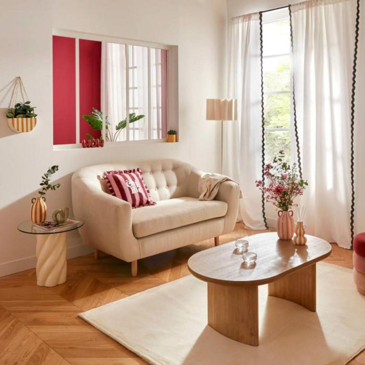 ATMOSPHERA Coussin Déco à Volants  Chéri  46x46cm Rouge