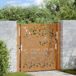 VIDAXL Porte de jardin acier resistant aux intemperies design feuilles