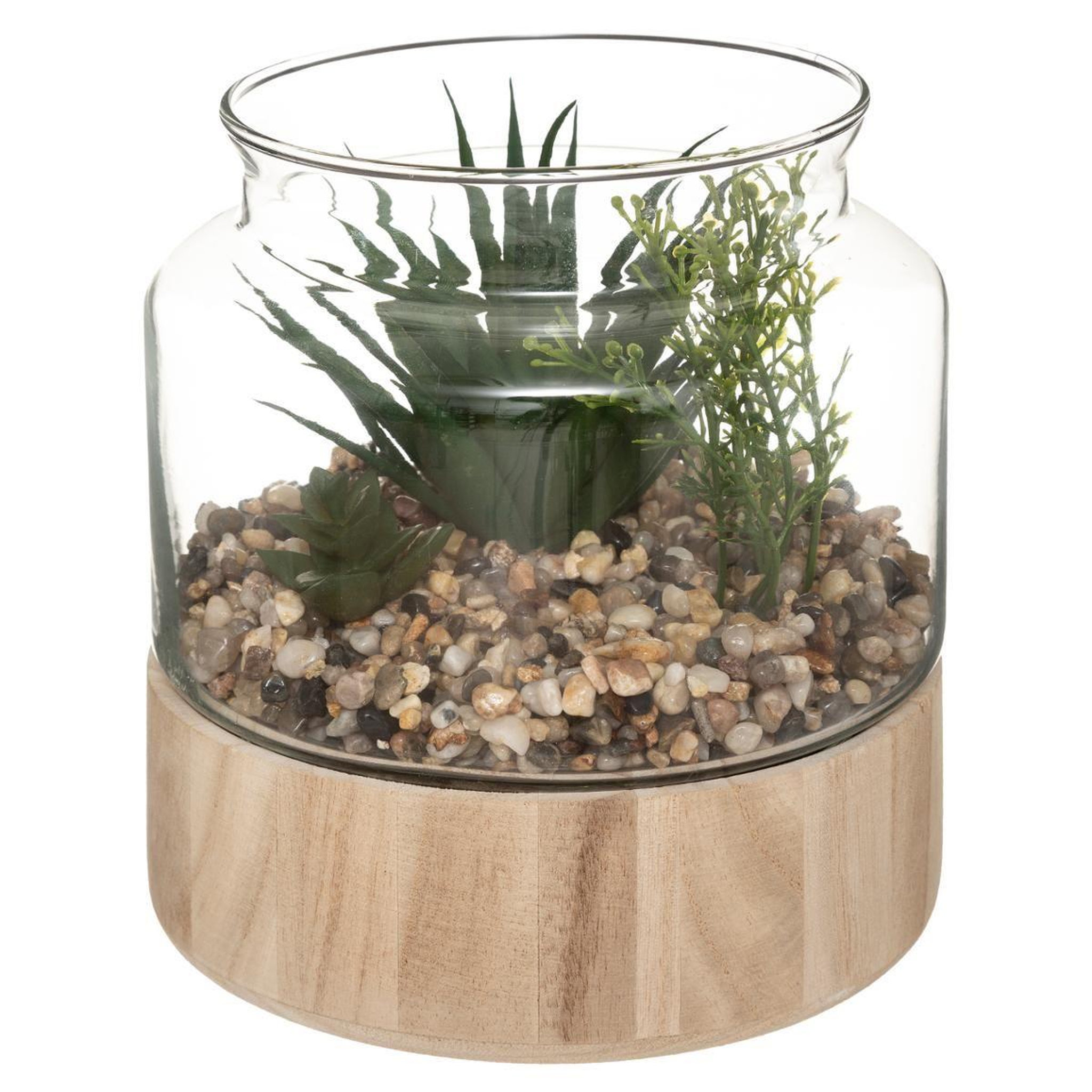 ATMOSPHERA Terrarium en verre & bois  brito  17cm transparent
