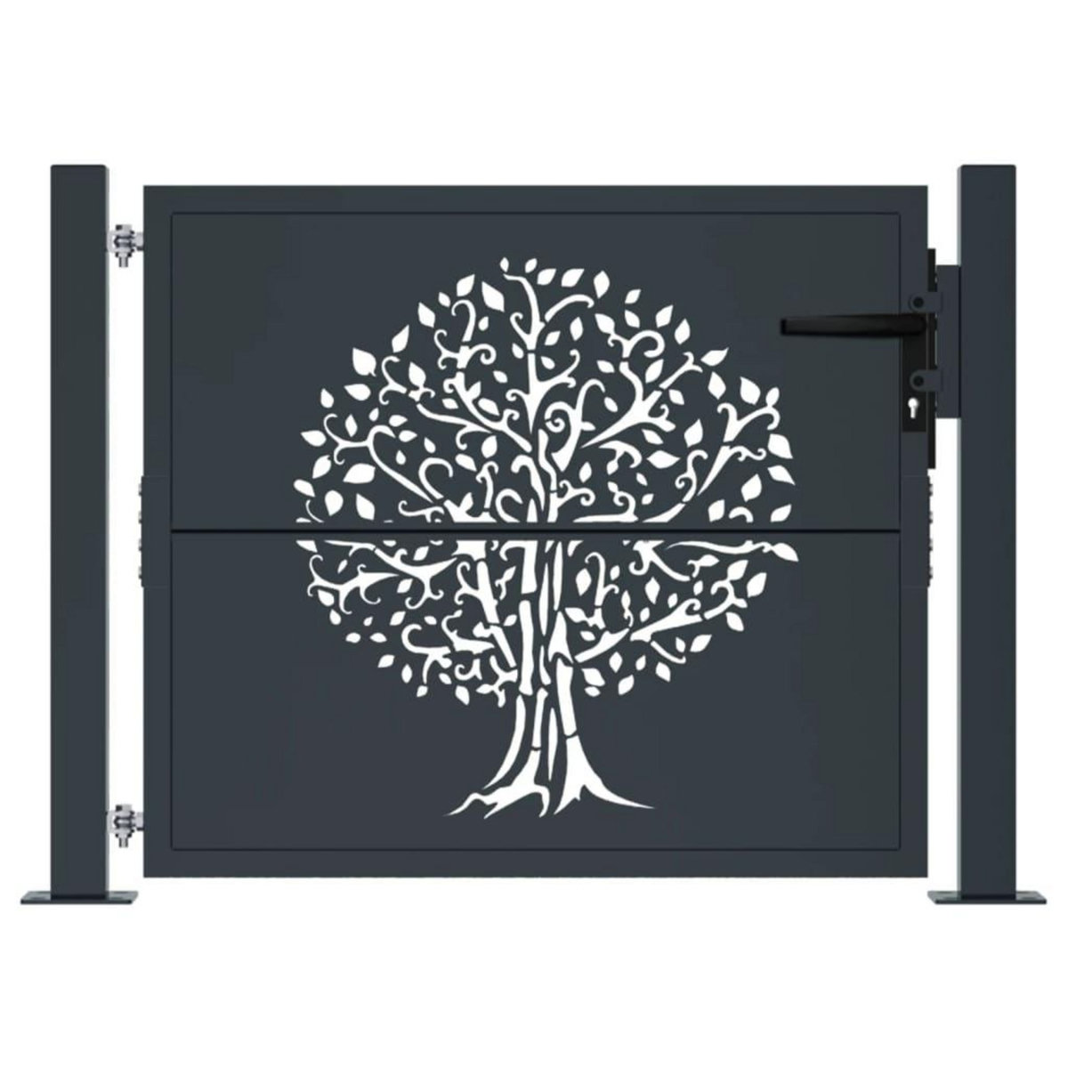 VIDAXL Portail de jardin anthracite 105x105cm acier conception d'arbre