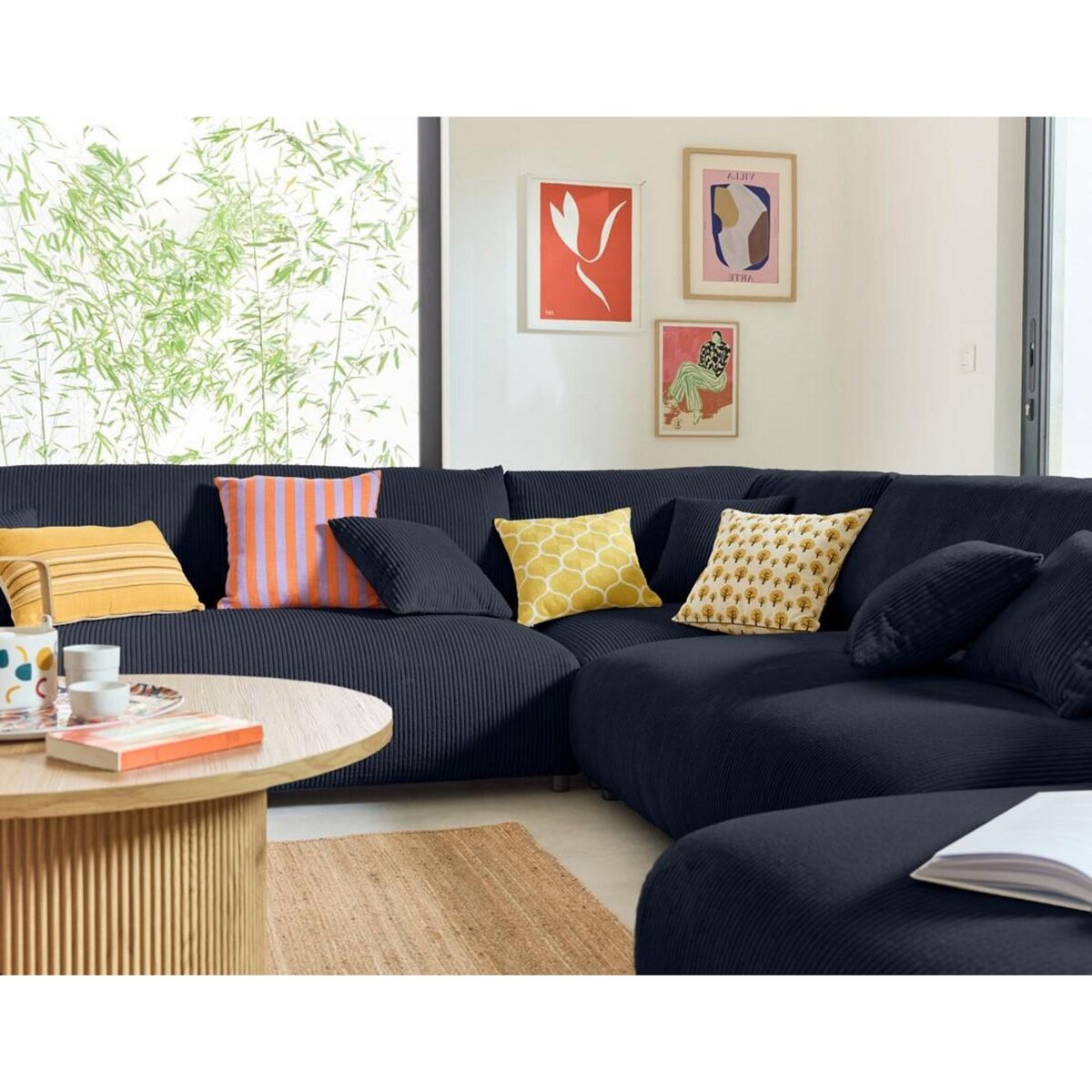 LISA DESIGN Garance - canapé modulable d'angle gauche - 8 places - en velours côtelé