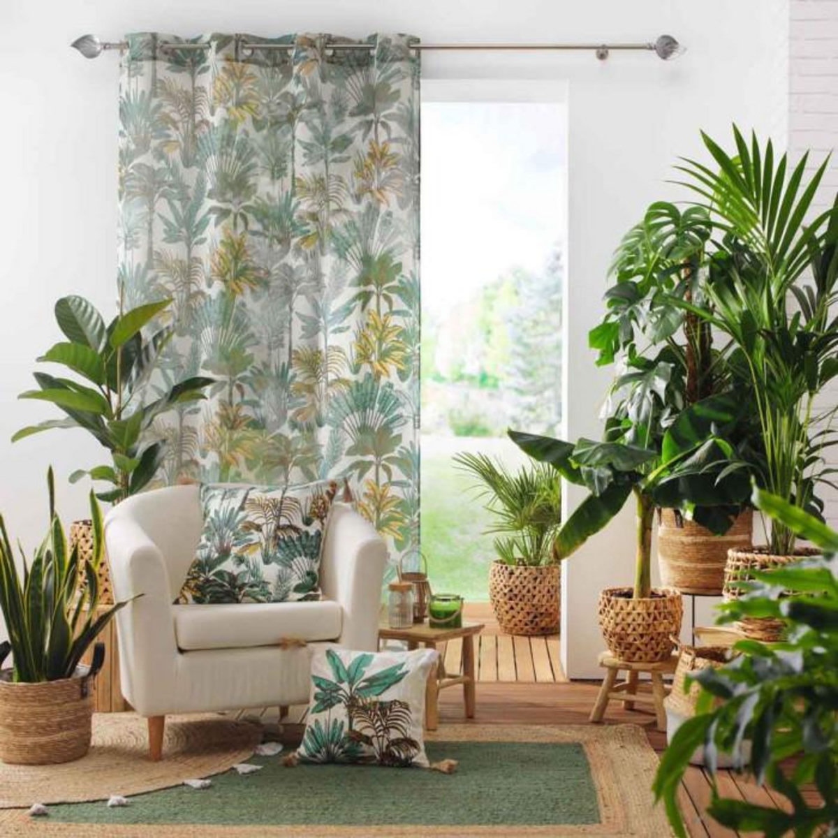 Paris Prix Coussin Déco Imprimé  Balinesia  50x50cm Naturel