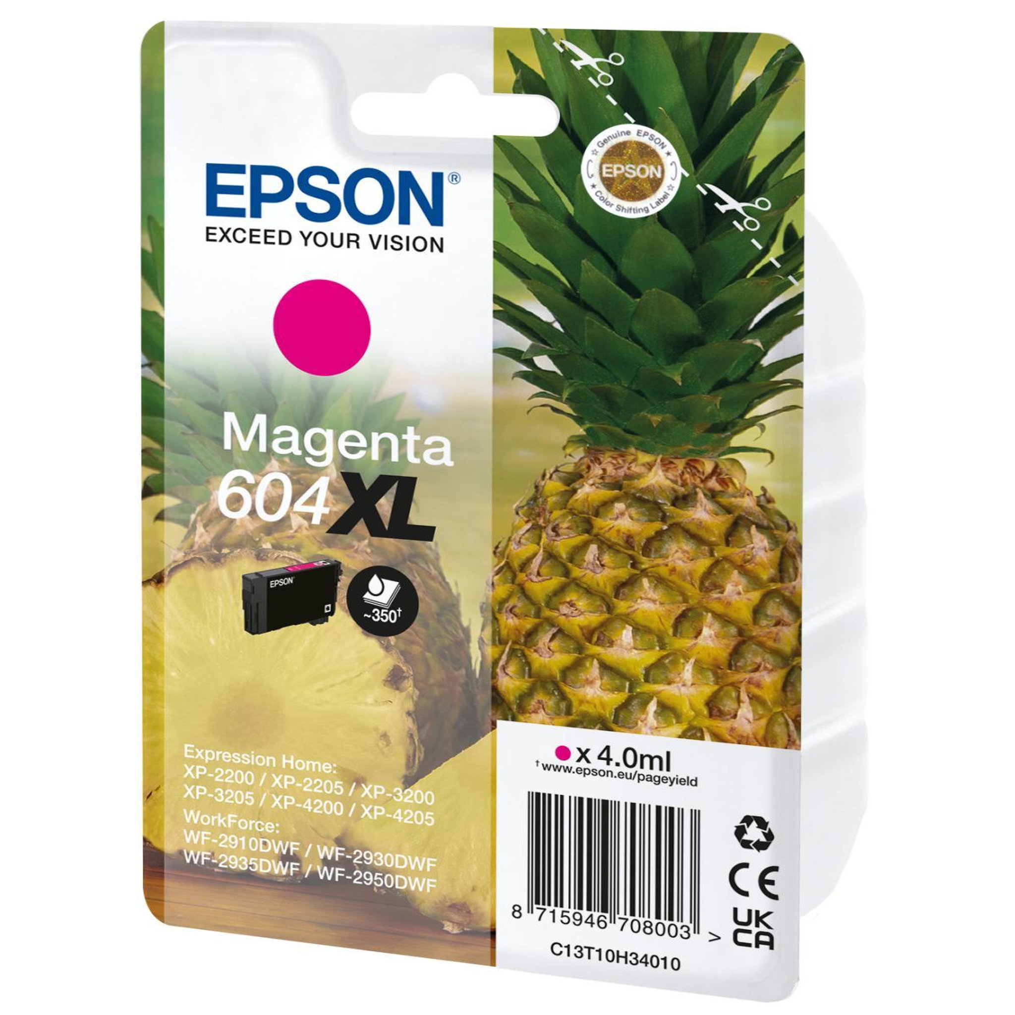 Voir la diapositive 2 : Epson Cartouche d'encre originale 604 xl haute capacité magenta série ananas - c13t09r34010