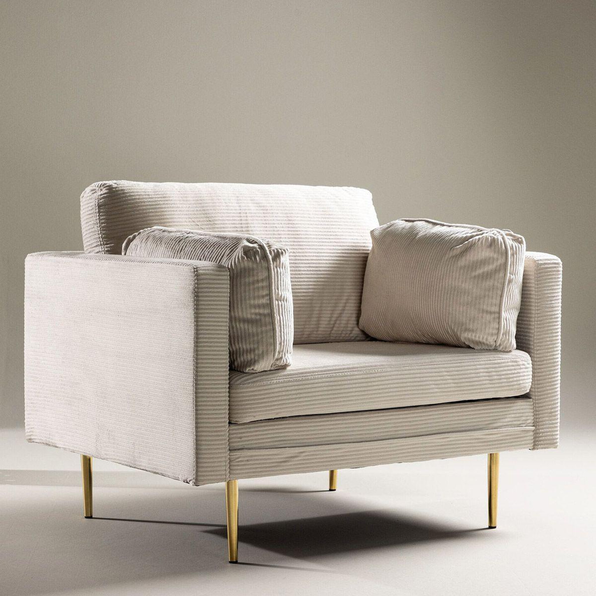 Voir la diapositive 6 : Paris Prix Fauteuil design velours côtelé  boom  110cm beige clair