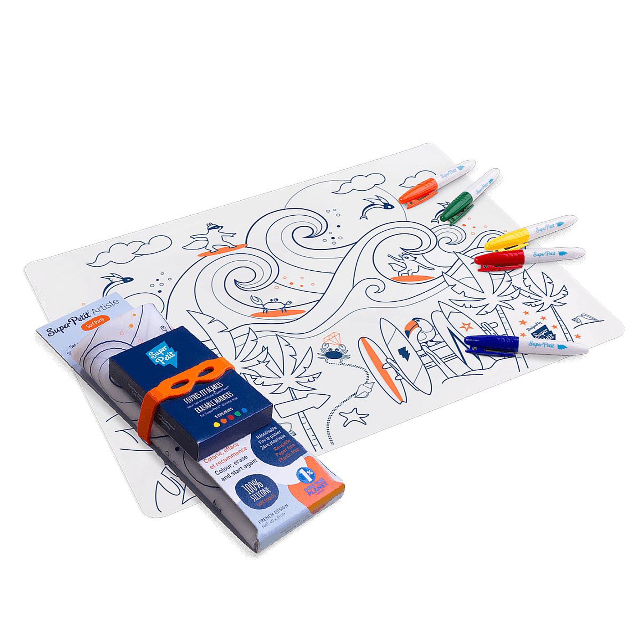 Voir la diapositive 3 : SUPER PETIT set en silicone a colorier Surf Party