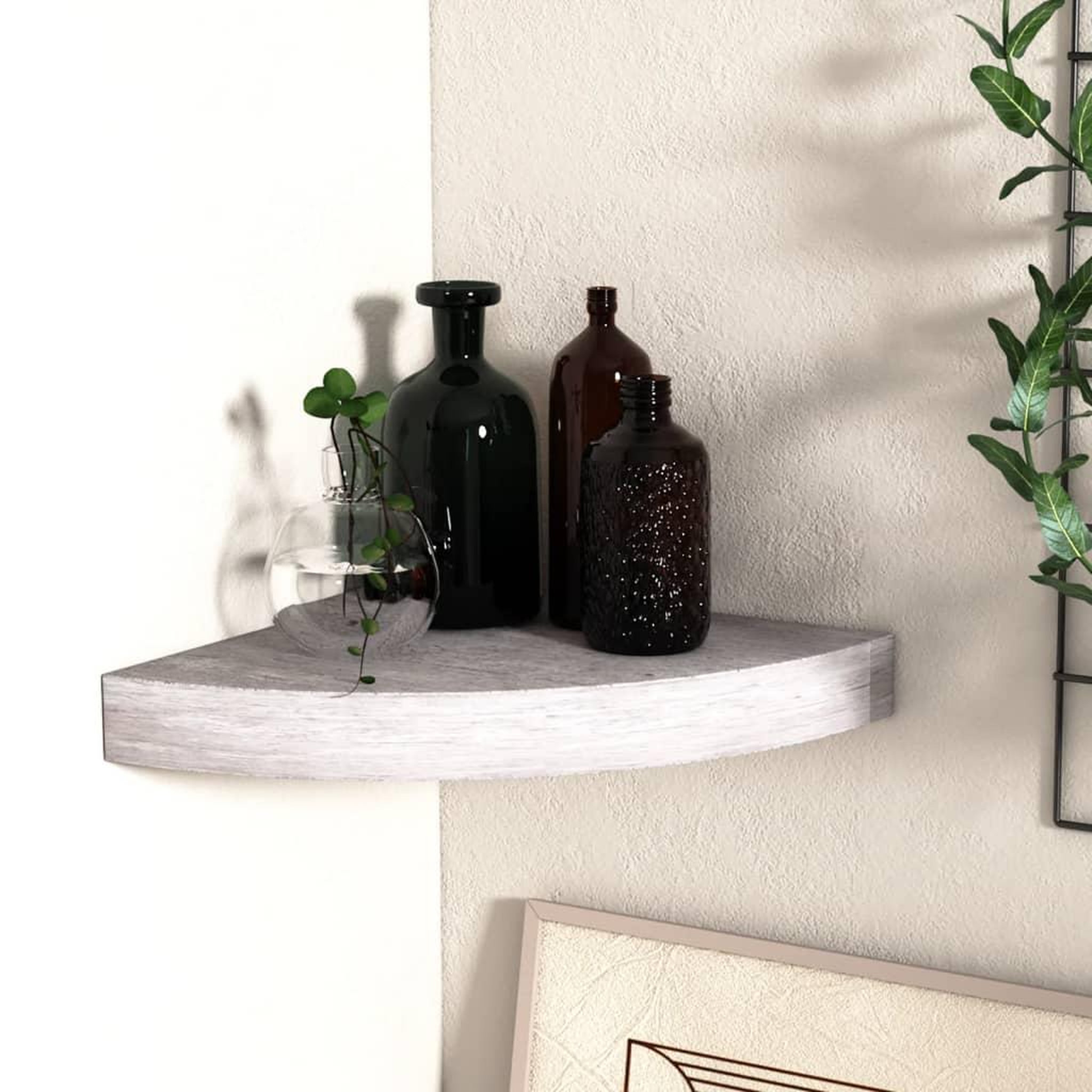 Voir la diapositive 1 : VIDAXL Etagere d'angle murale Gris beton 25x25x3,8 cm MDF