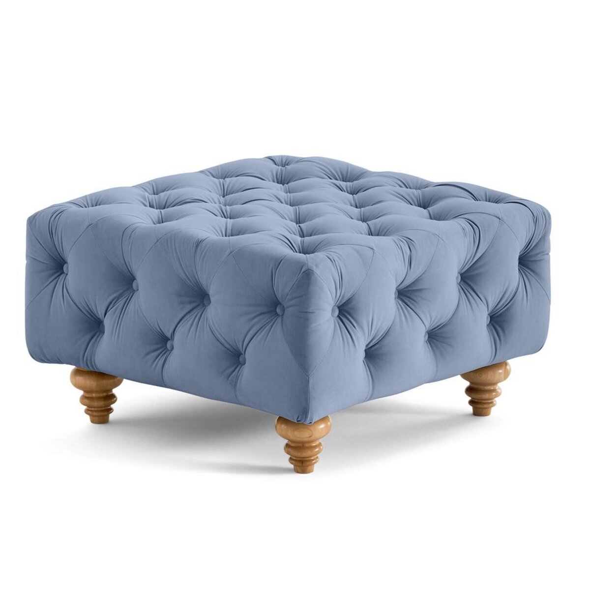 LISA DESIGN Walter - pouf chesterfield en velours - pieds bois