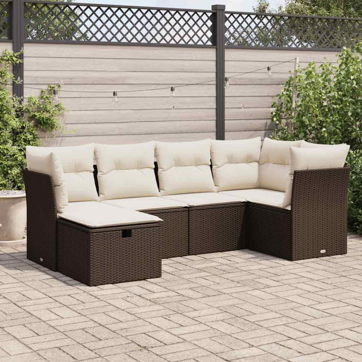 VIDAXL Salon de jardin avec coussins 6 pcs marron resine tressee