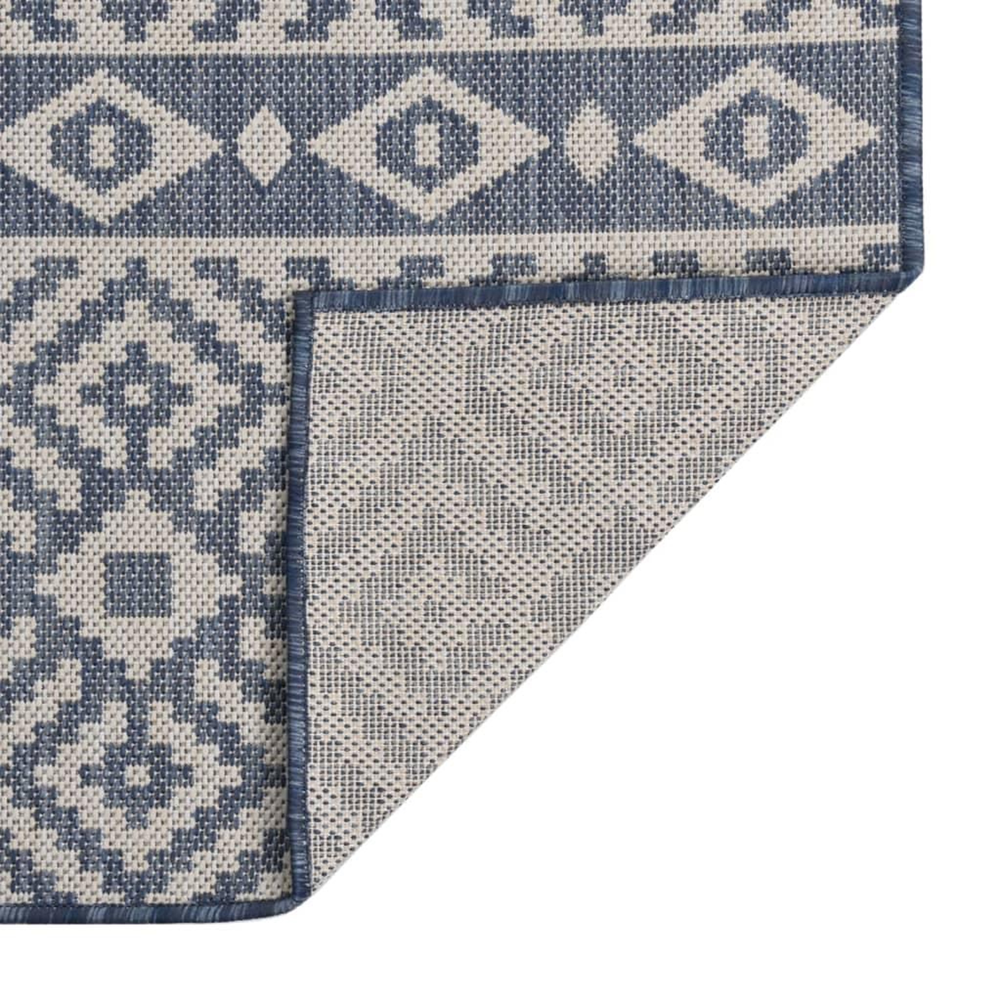 Voir la diapositive 2 : VIDAXL Tapis a tissage plat d'exterieur 160x230 cm Rayures bleues