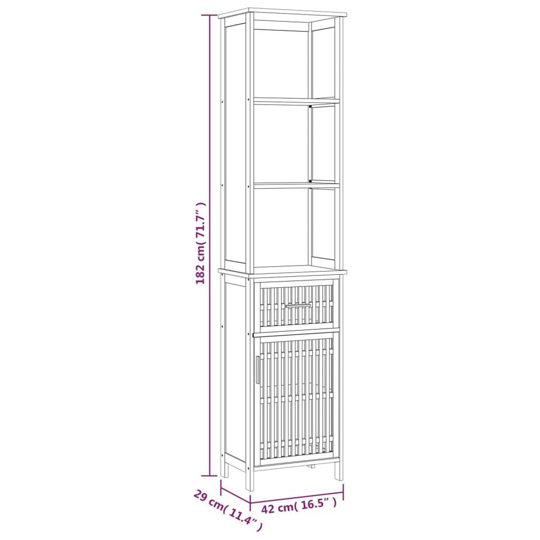 Voir la diapositive 6 : VIDAXL Armoire de salle de bain 42x29x182 cm Bois massif de noyer