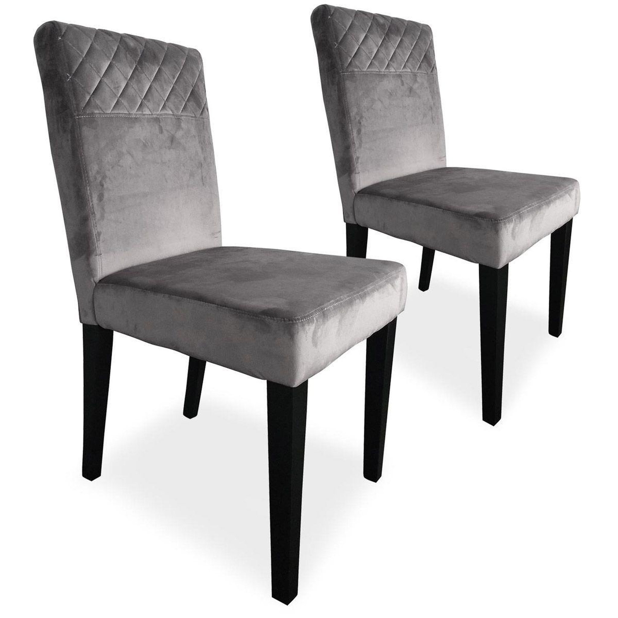 Paris Prix Lot de 2 Chaises Velours  Pipam  82cm Argent