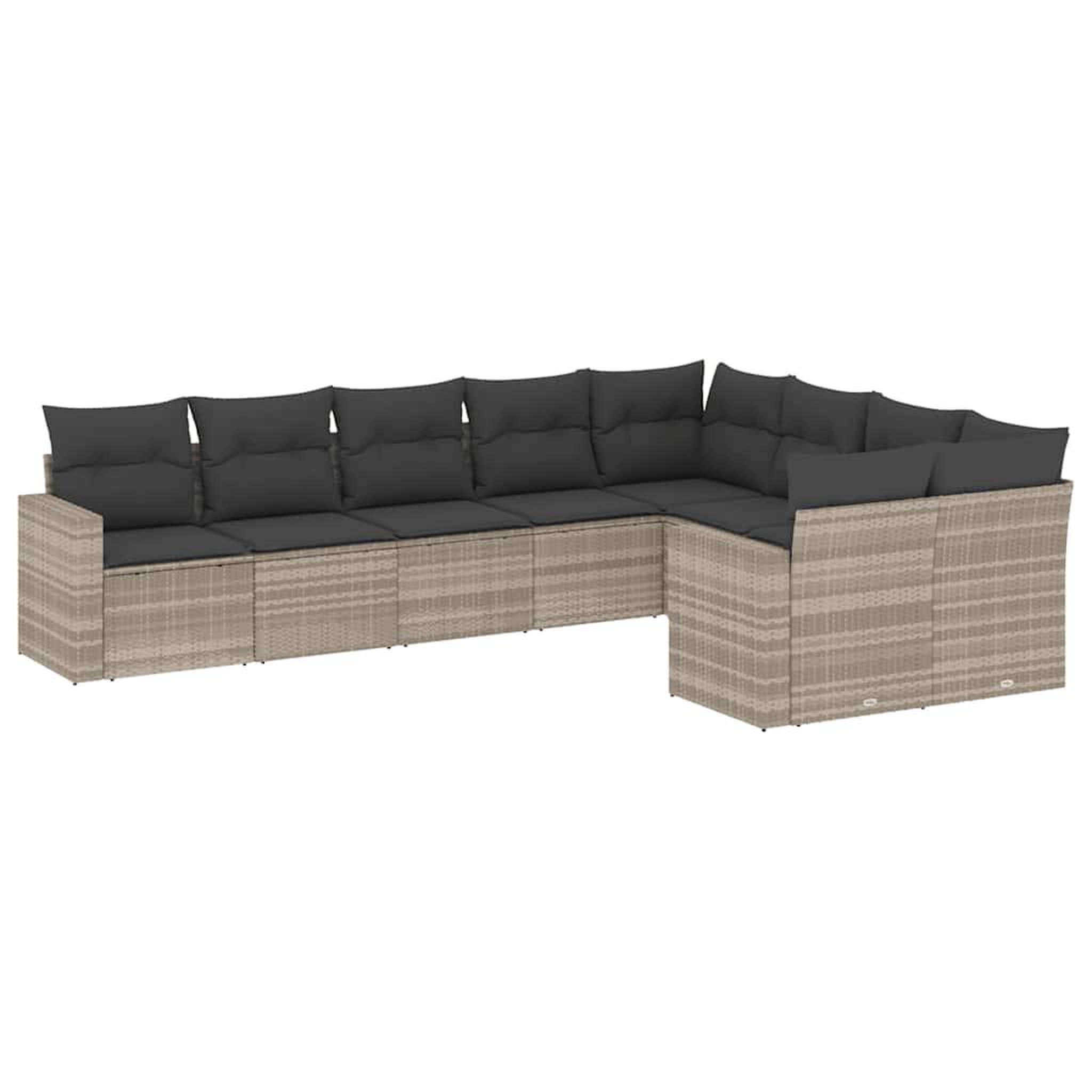 Voir la diapositive 2 : VIDAXL Salon de jardin 9 pcs avec coussins gris clair resine tressee