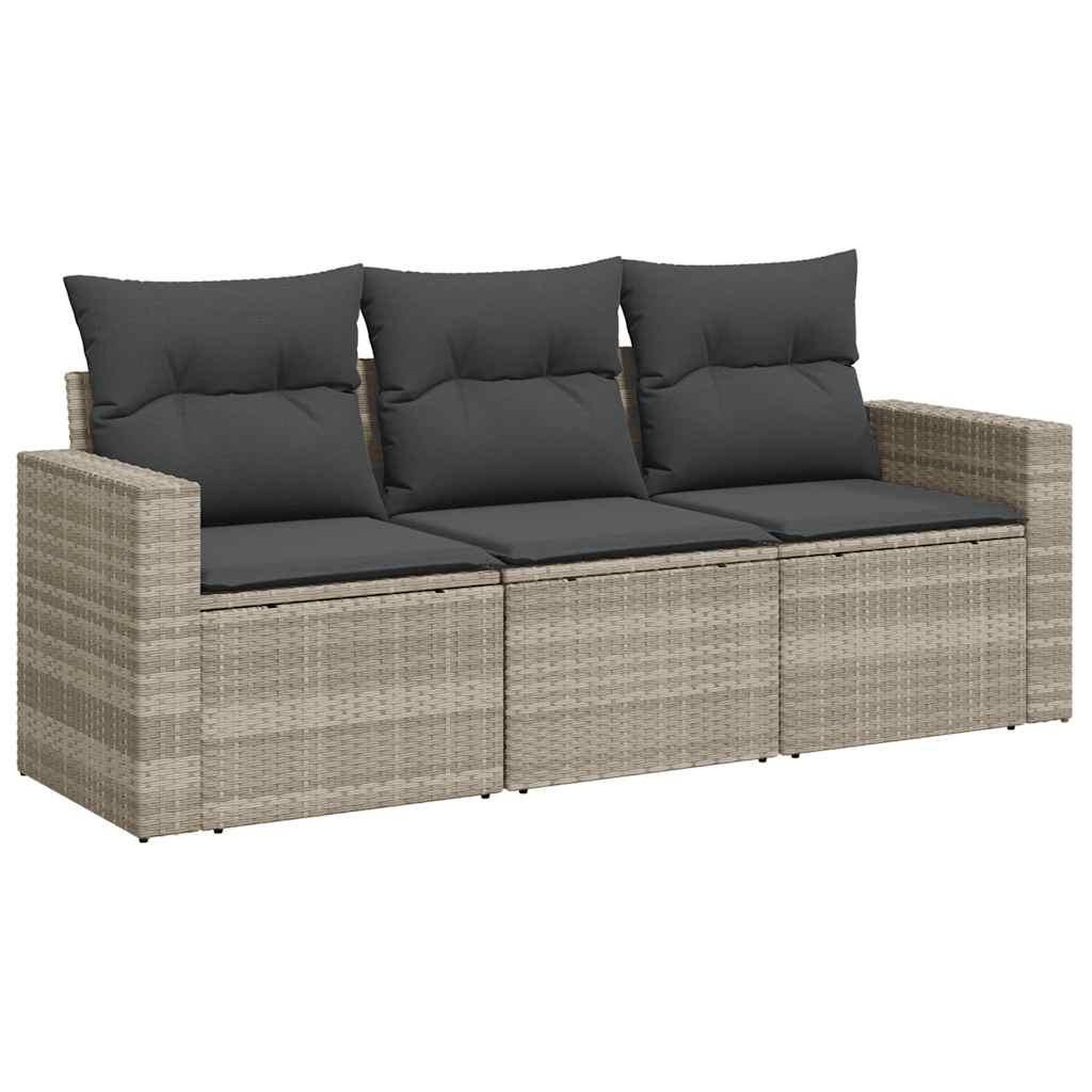 Voir la diapositive 2 : VIDAXL Salon de jardin avec coussins 3 pcs gris clair resine tressee