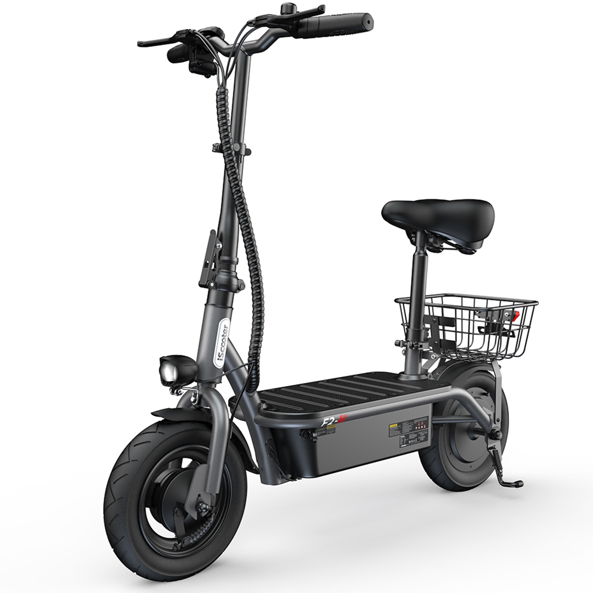 Voir la diapositive 3 : ISCOOTER Trottinette électrique iScooter F2 avec siège, 500 W, 36 V, 7,8 Ah, noire
