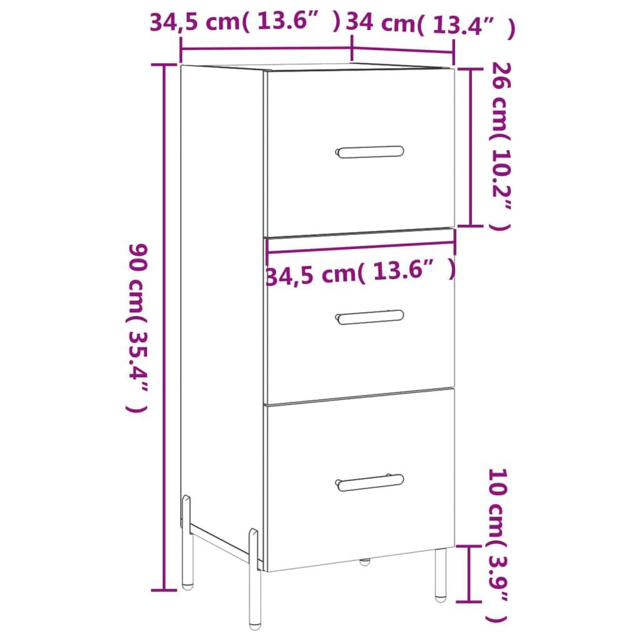 Voir la diapositive 6 : VIDAXL Buffet Chene sonoma 34,5x34x90 cm Bois d'ingenierie