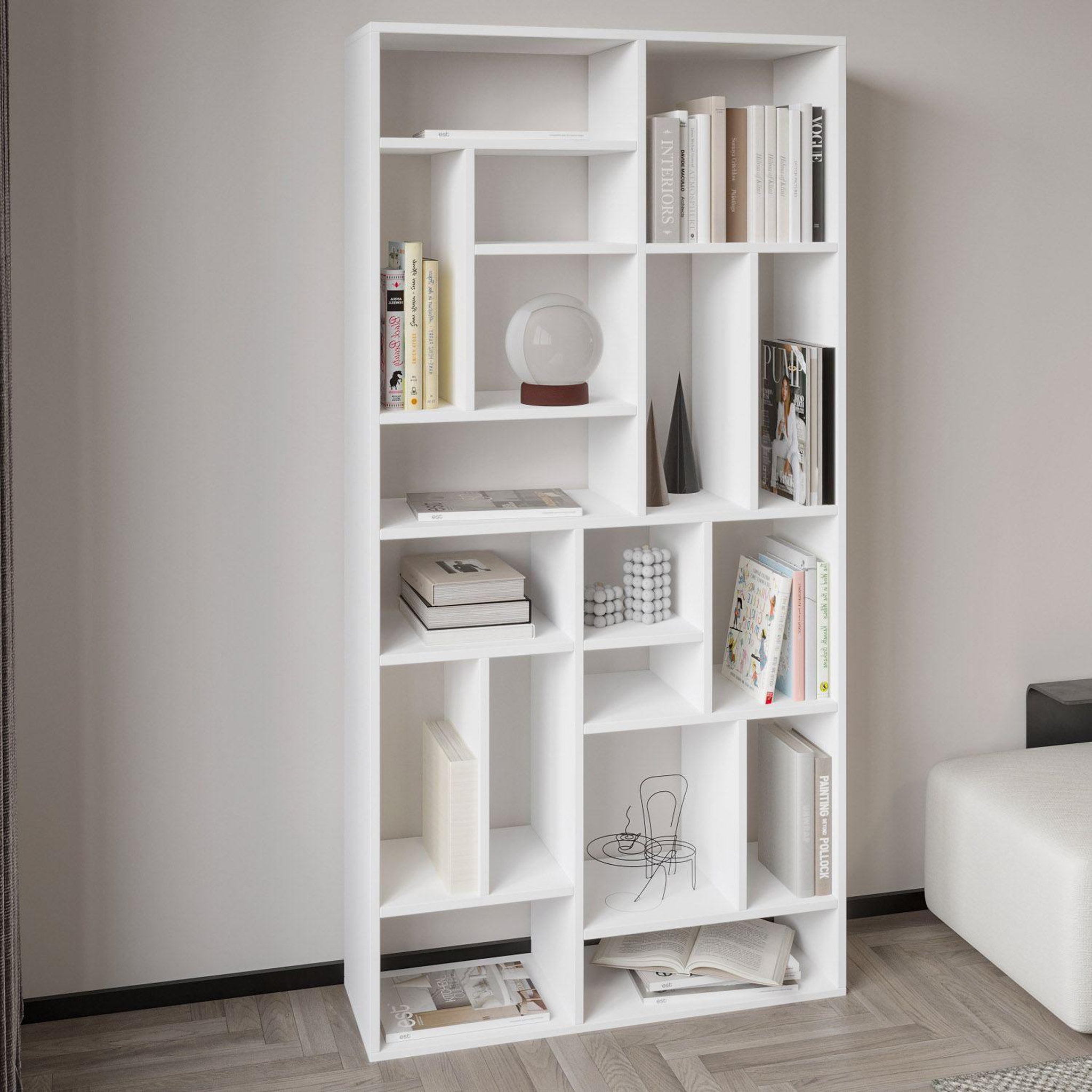 Voir la diapositive 3 : Habitat et Jardin Bibliothèque en bois  nicola  - 90 x 30 x 180 cm - blanc