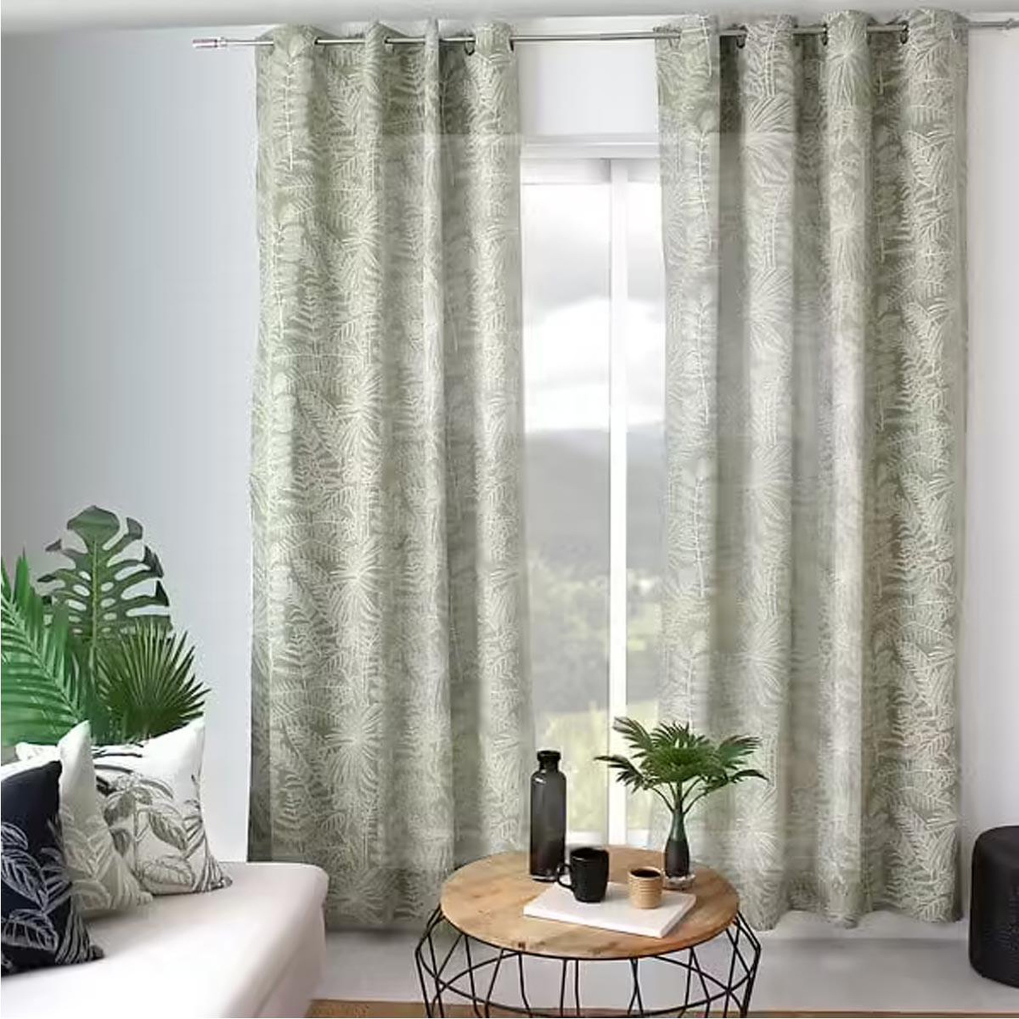 ENJOY HOME Rideau imprimé à œillets  mambo  140x240cm vert olive