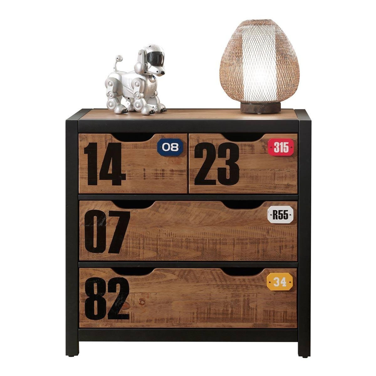 Paris Prix Commode 3 Tiroirs  Alex  83cm Marron & Noir
