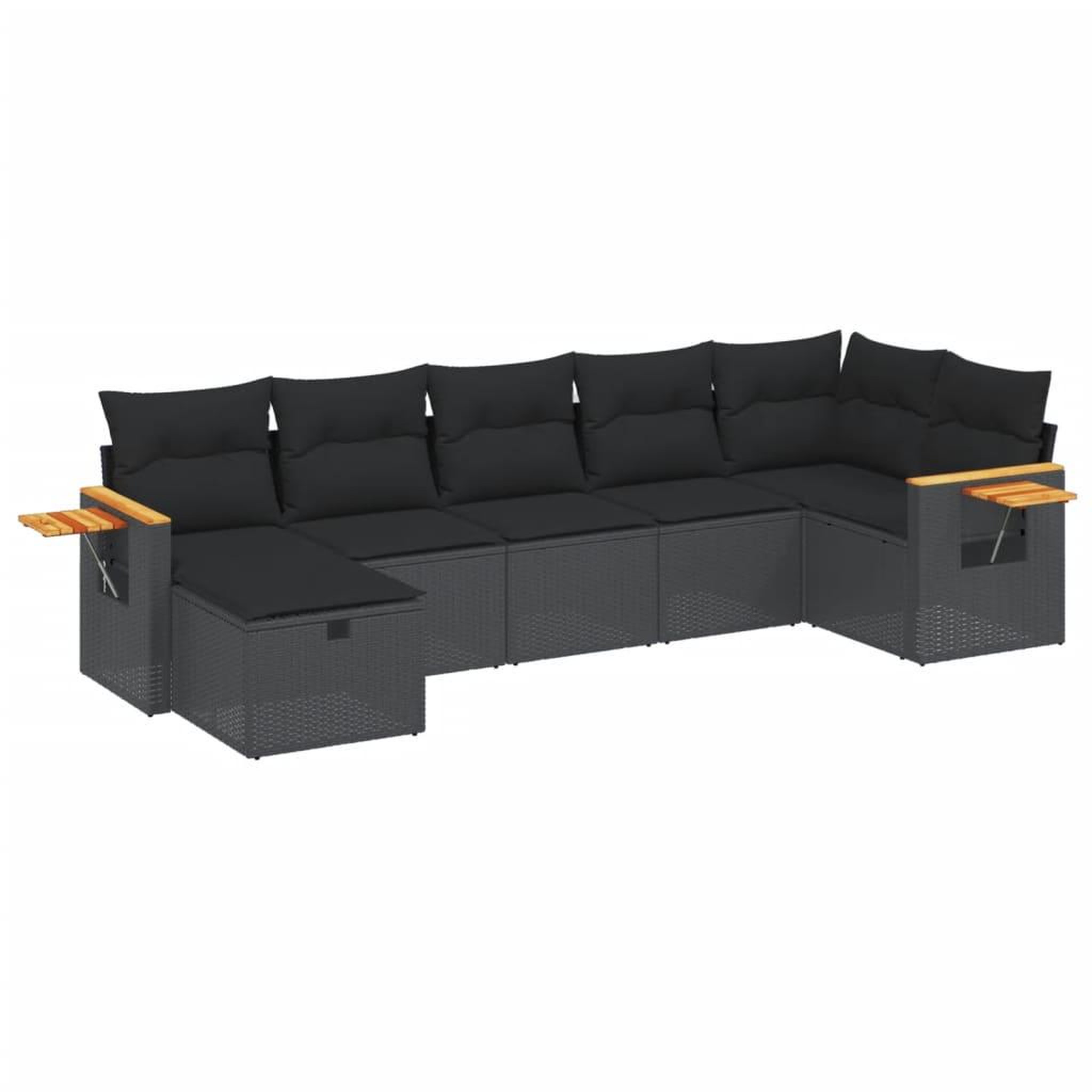 Voir la diapositive 2 : VIDAXL Salon de jardin 7 pcs avec coussins noir resine tressee