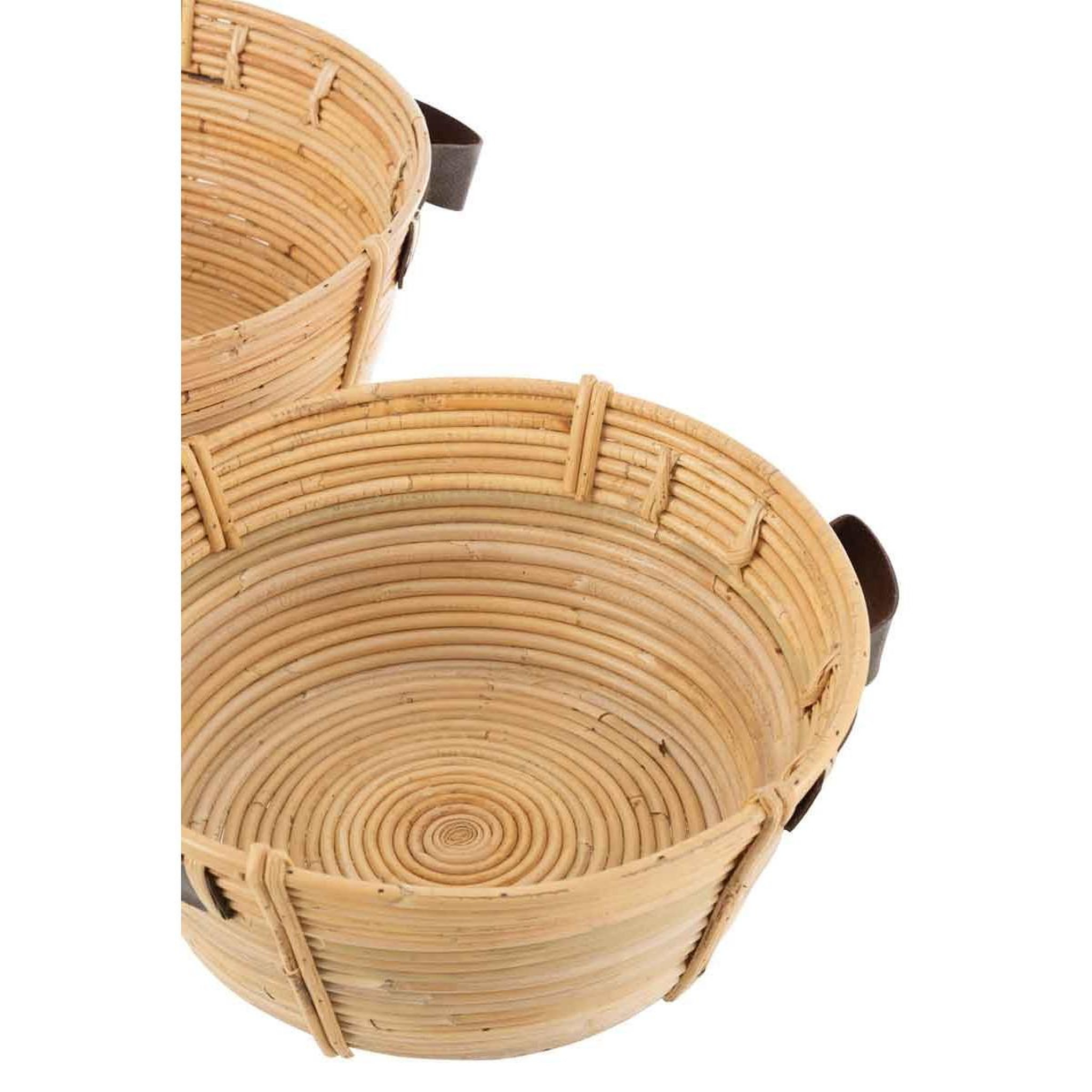 Voir la diapositive 3 : J-LINE Lot de 3 coupelles déco  anse  44cm naturel