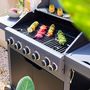 Voir la diapositive 5 : SWEEEK Barbecue au gaz Edmond noir - 5 brûleurs + 1 feu latéral. avec thermomètre. L 132x P62 x H143 cm