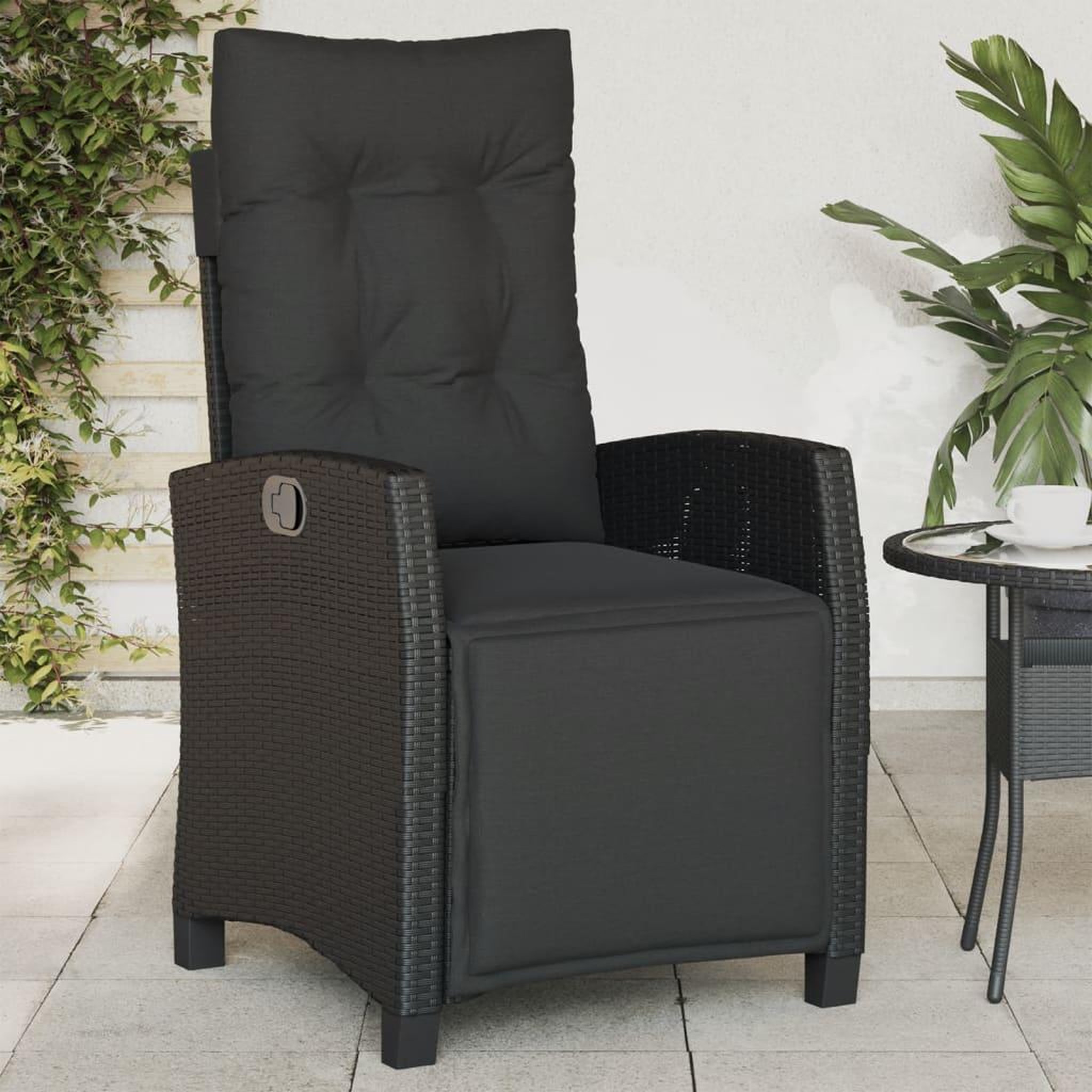 Voir la diapositive 3 : VIDAXL Chaises inclinables de jardin lot de 2 repose-pied noir rotin