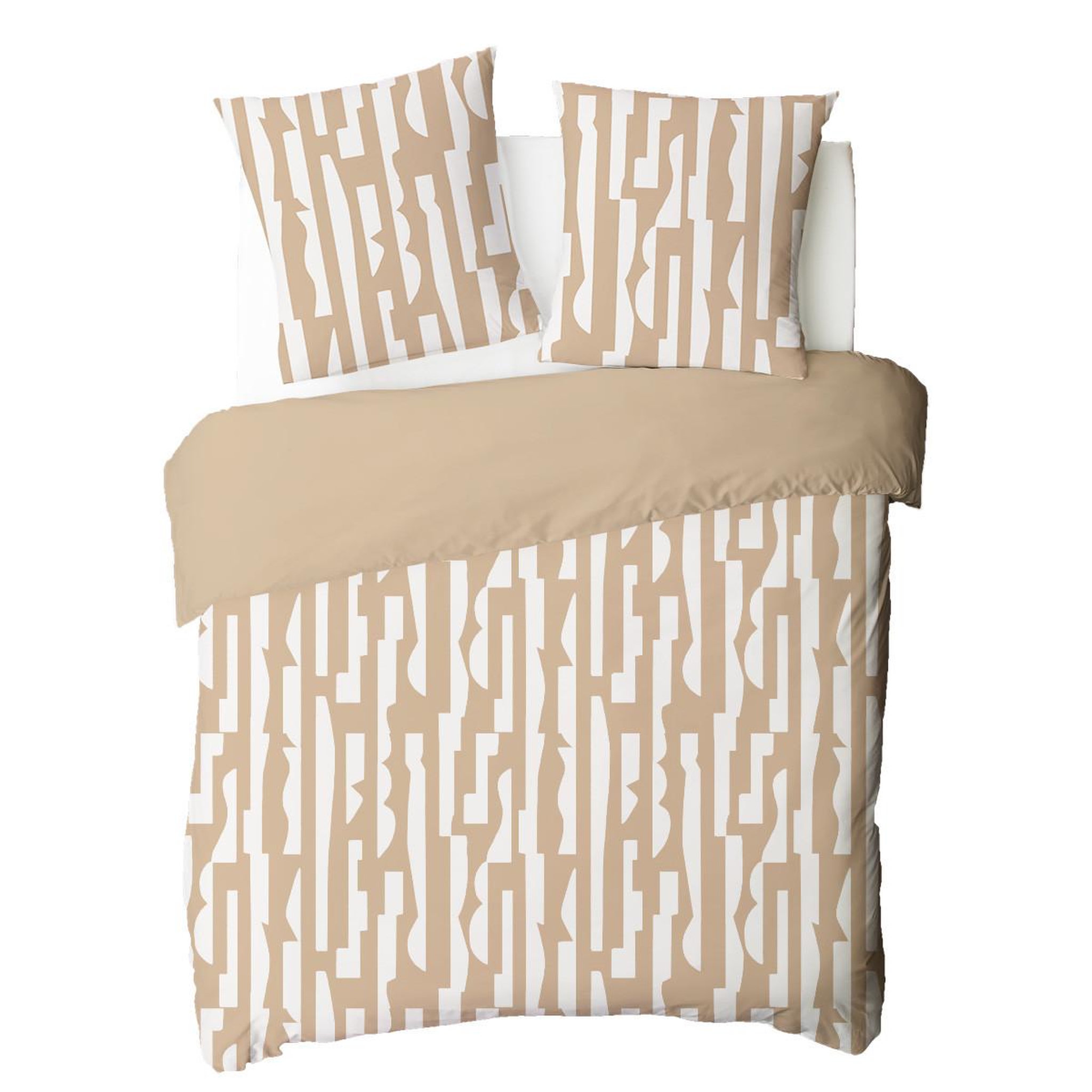 Voir la diapositive 4 : FUTURE HOME Parure de lit 2 personnes en coton 57 fils imprimé camel