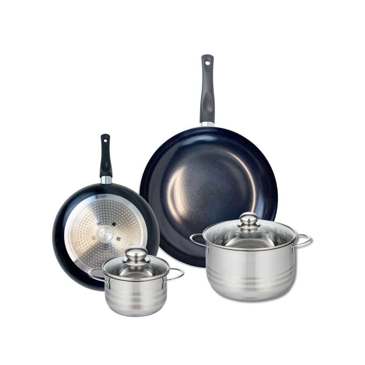 ELO Ensemble de 2 Poêles de cuisson 24 et 32 cm et 2 faitouts 16 et 20 cm Elo Prima Brillant