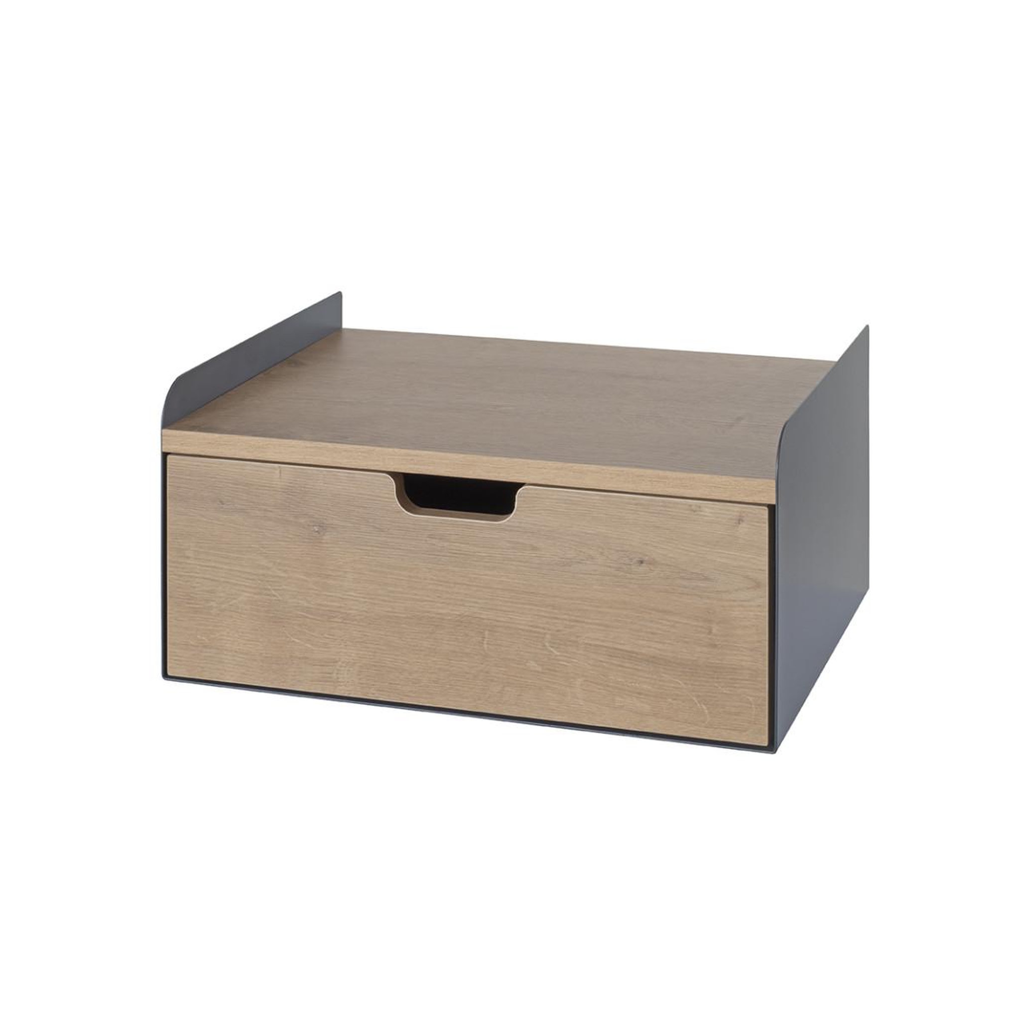 Voir la diapositive 3 : Paris Prix Étagère murale avec tiroir  korfu  40cm anthracite & chêne