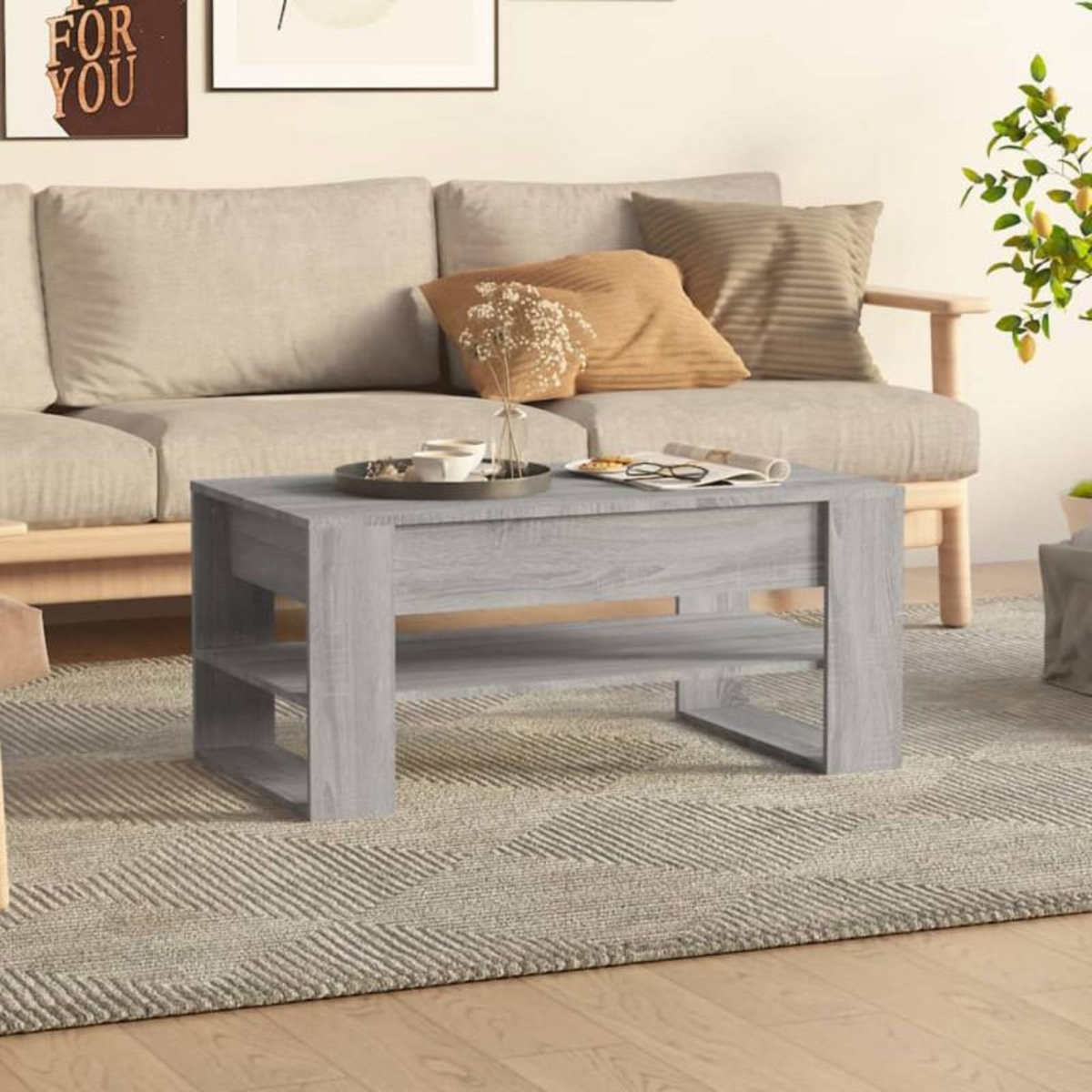 VIDAXL Table basse sonoma gris 102x55x45 cm bois d ingénierie