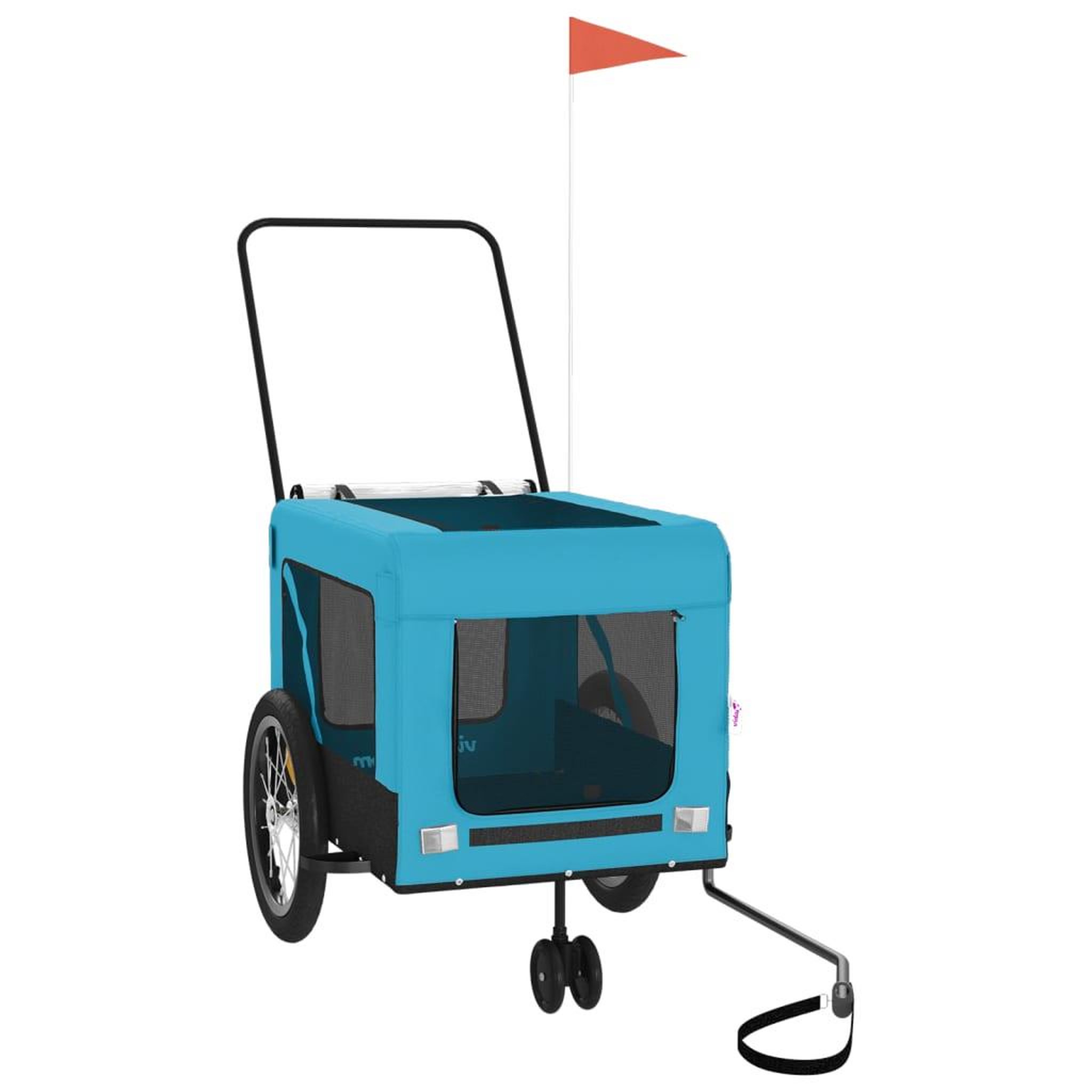 Voir la diapositive 4 : VIDAXL Remorque de velo pour animaux de compagnie bleu et noir