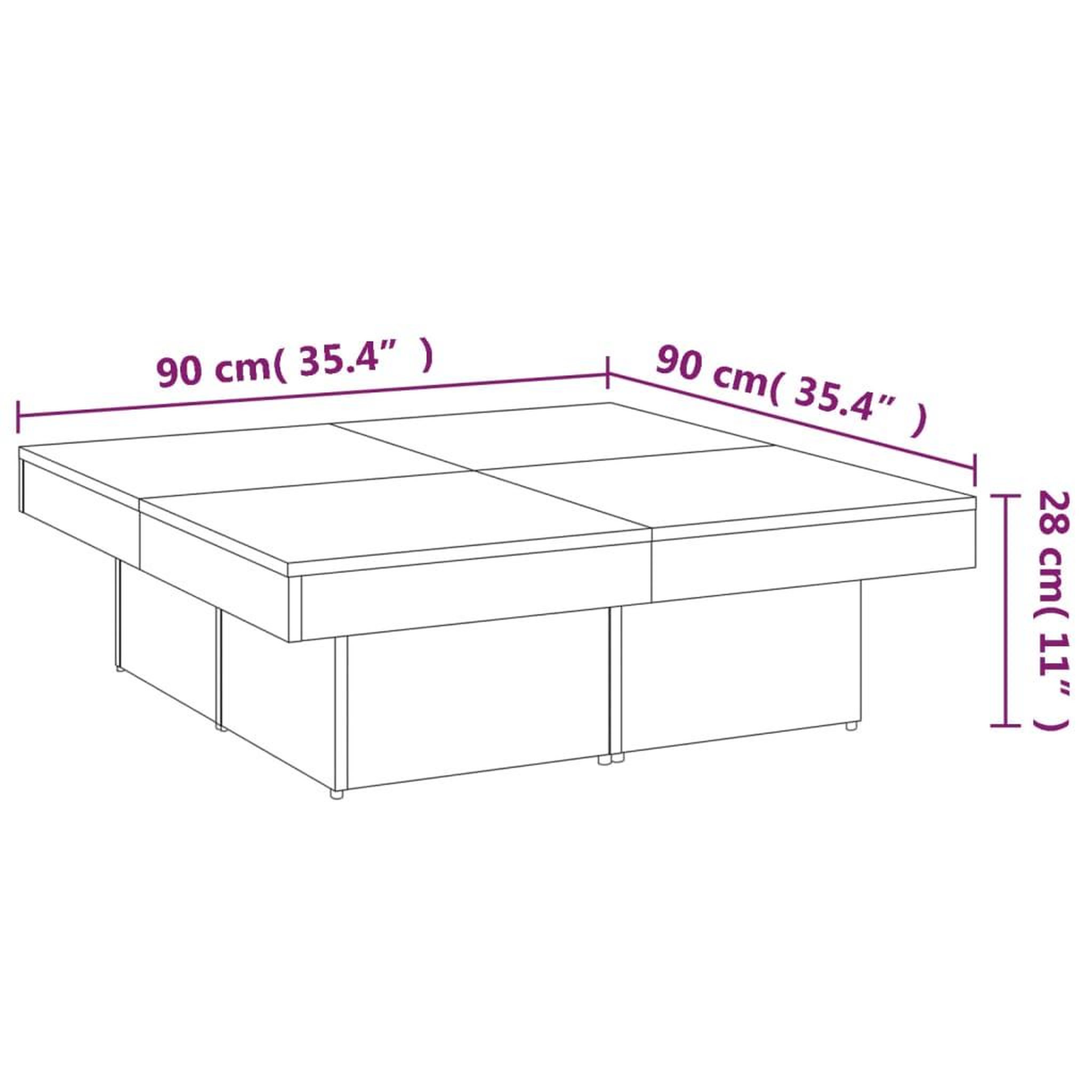 Voir la diapositive 6 : VIDAXL Table basse Chene marron 90x90x28 cm Bois d'ingenierie