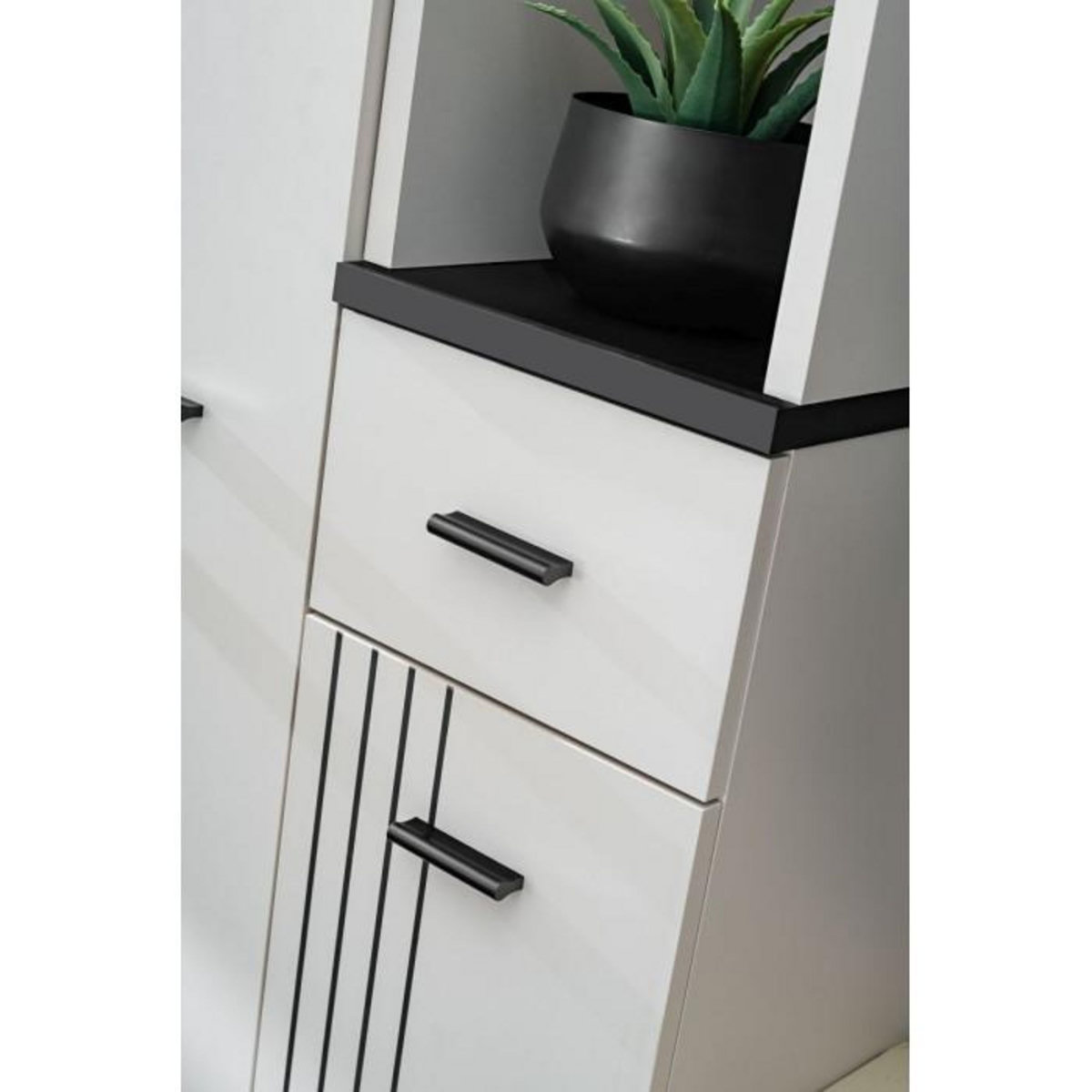 Paris Prix Colonne de Rangement  Hugo  203cm Gris & Noir