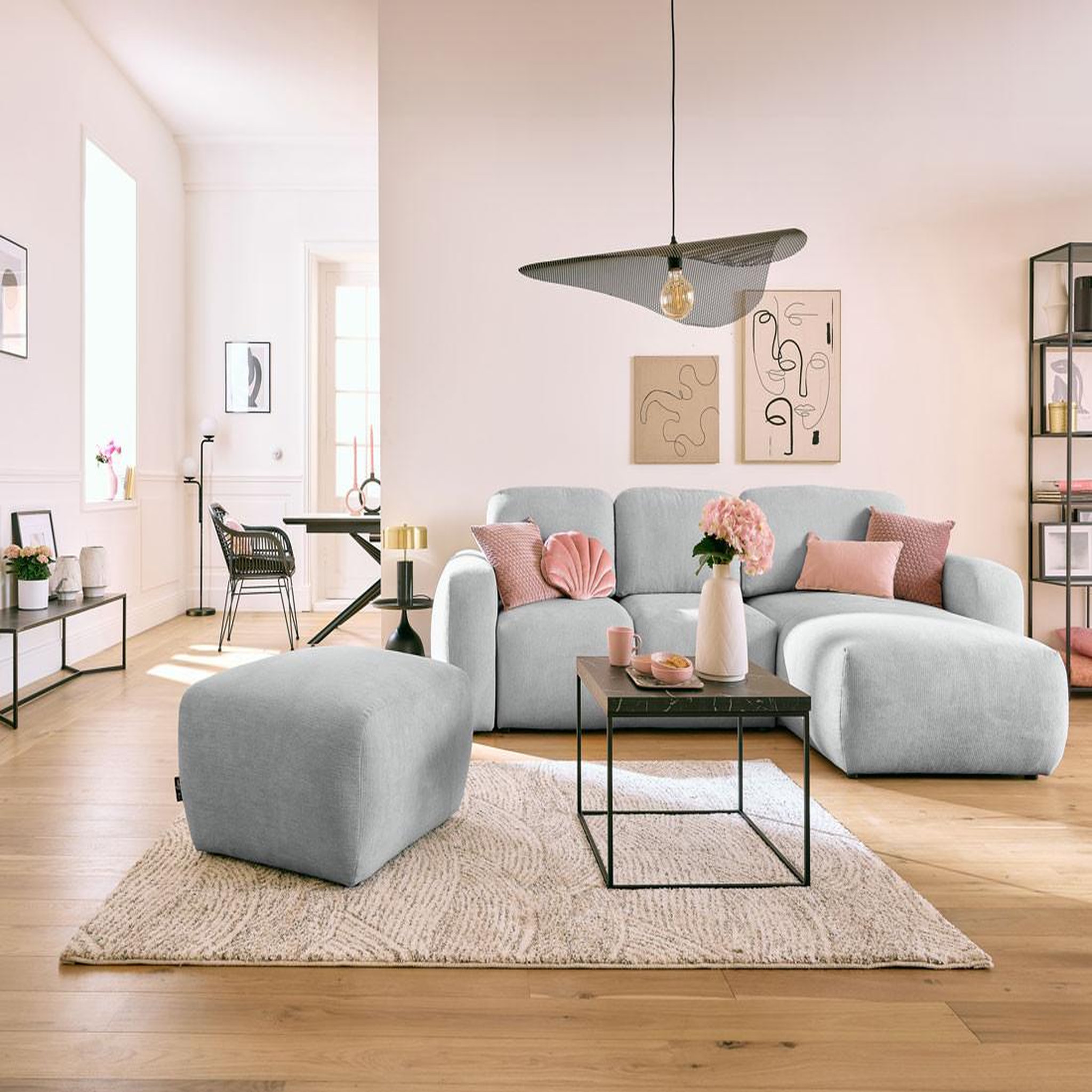 Voir la diapositive 2 : BEST MOBILIER Sorrente - pouf - en tissu texturé