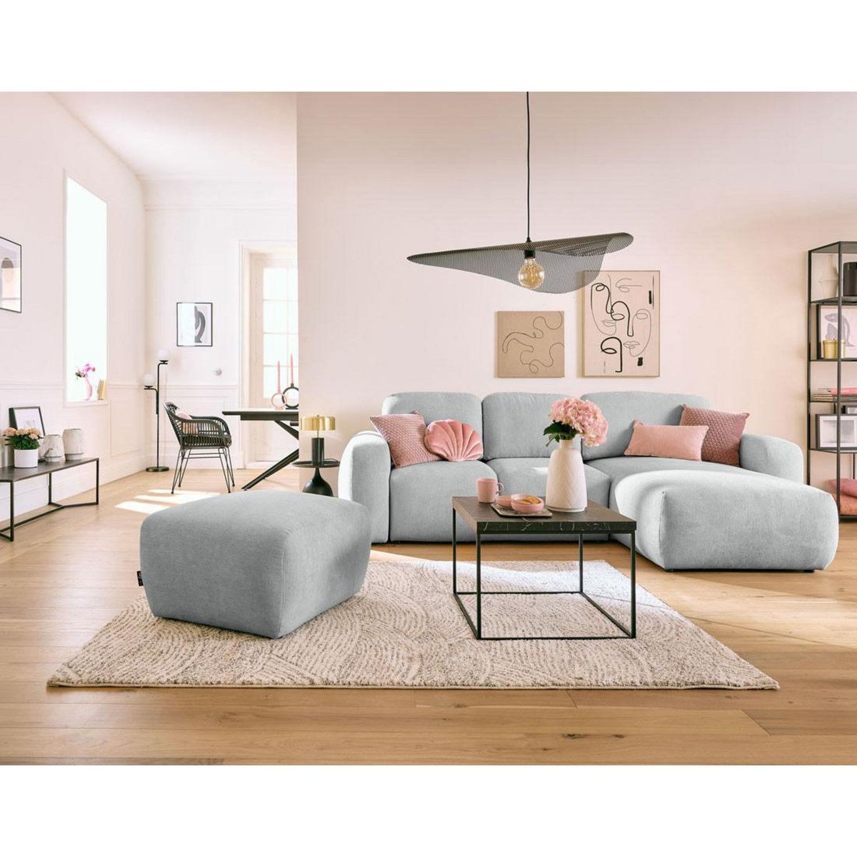 LISA DESIGN Sorrente - pouf - en tissu texturé