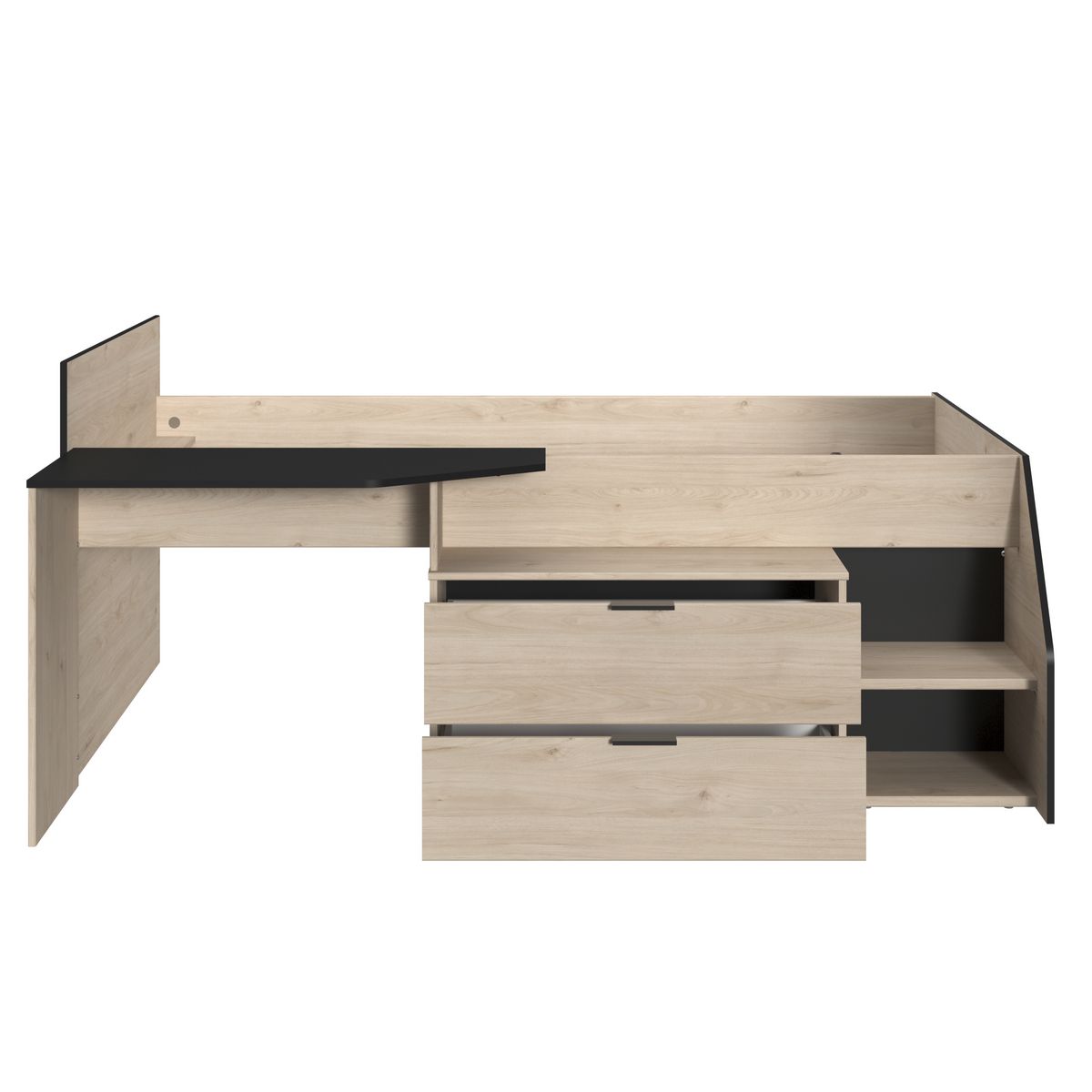 Lit enfant mi hauteur avec rangement 90x190/200cm MIKA