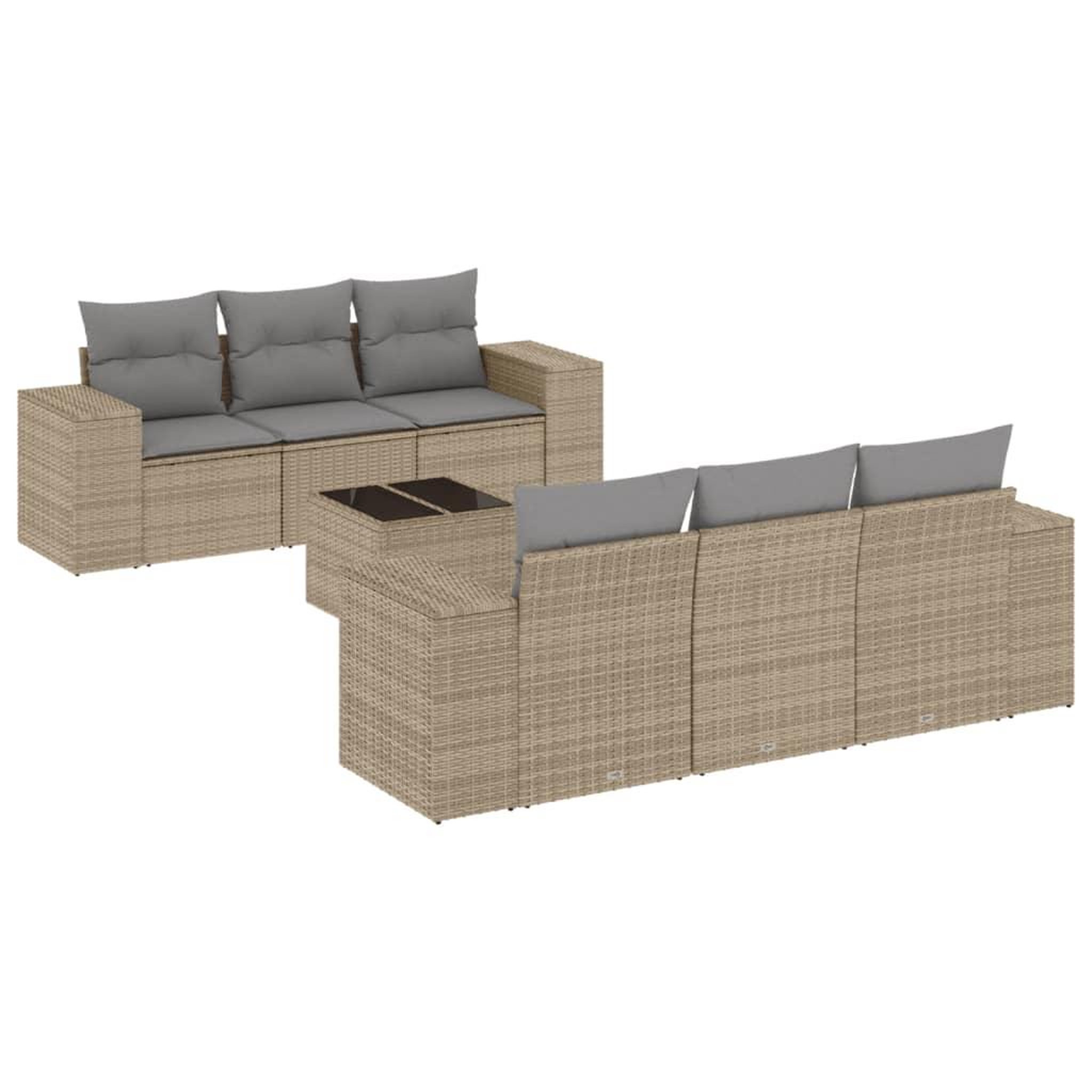 Voir la diapositive 2 : VIDAXL Salon de jardin avec coussins 7 pcs beige resine tressee