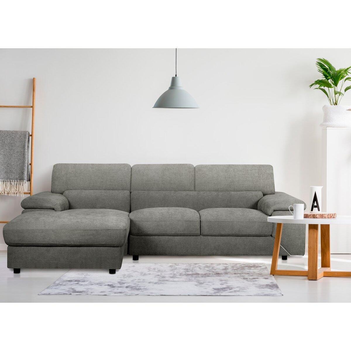 Habitat et Jardin Canapé d'angle en tissu chenille  London  - 4 places - Gris