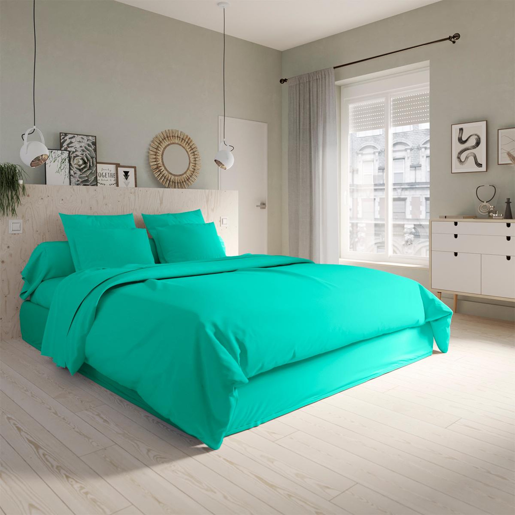 DODO Housse de couette studio coton vert. Coloris disponibles : Vert