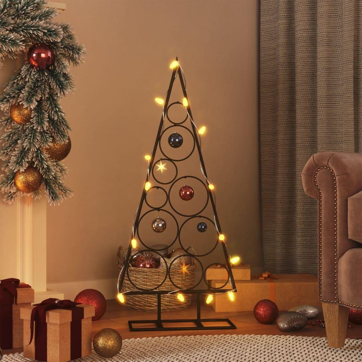 VIDAXL Arbre de Noël en metal pour decoration noir 90 cm