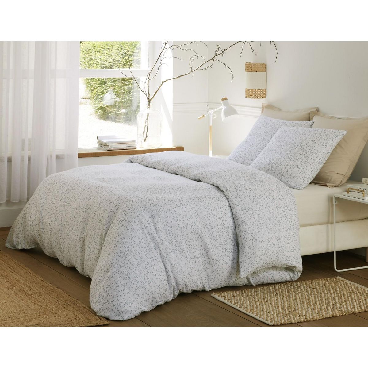 BATON ROUGE Parure housse de couette 100% gaze de coton imprimé murmure