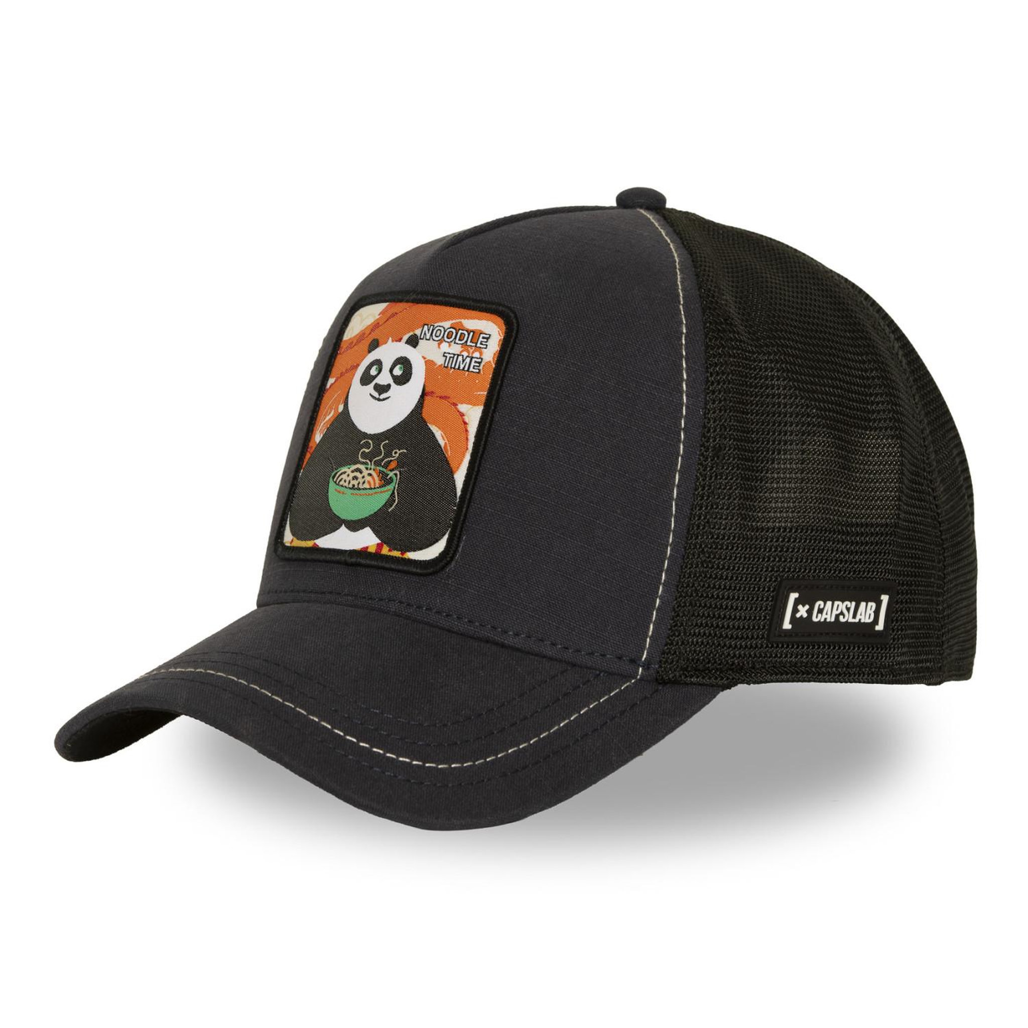 CAPSLAB Casquette trucker premium avec filet et patch Kung fu Panda 2. Coloris disponibles : Bleu