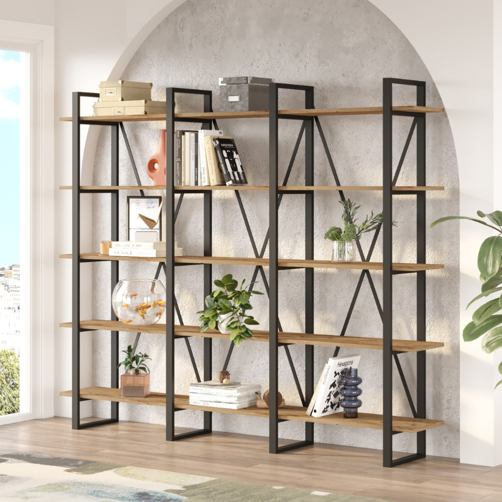 Voir la diapositive 3 : CONCEPT USINE Meuble à étagères bois et métal astoria