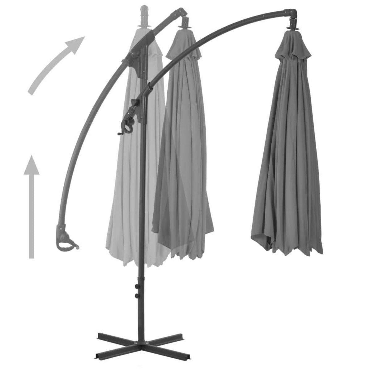 VIDAXL Parasol de jardin en porte-a-faux avec mat en acier anthracite