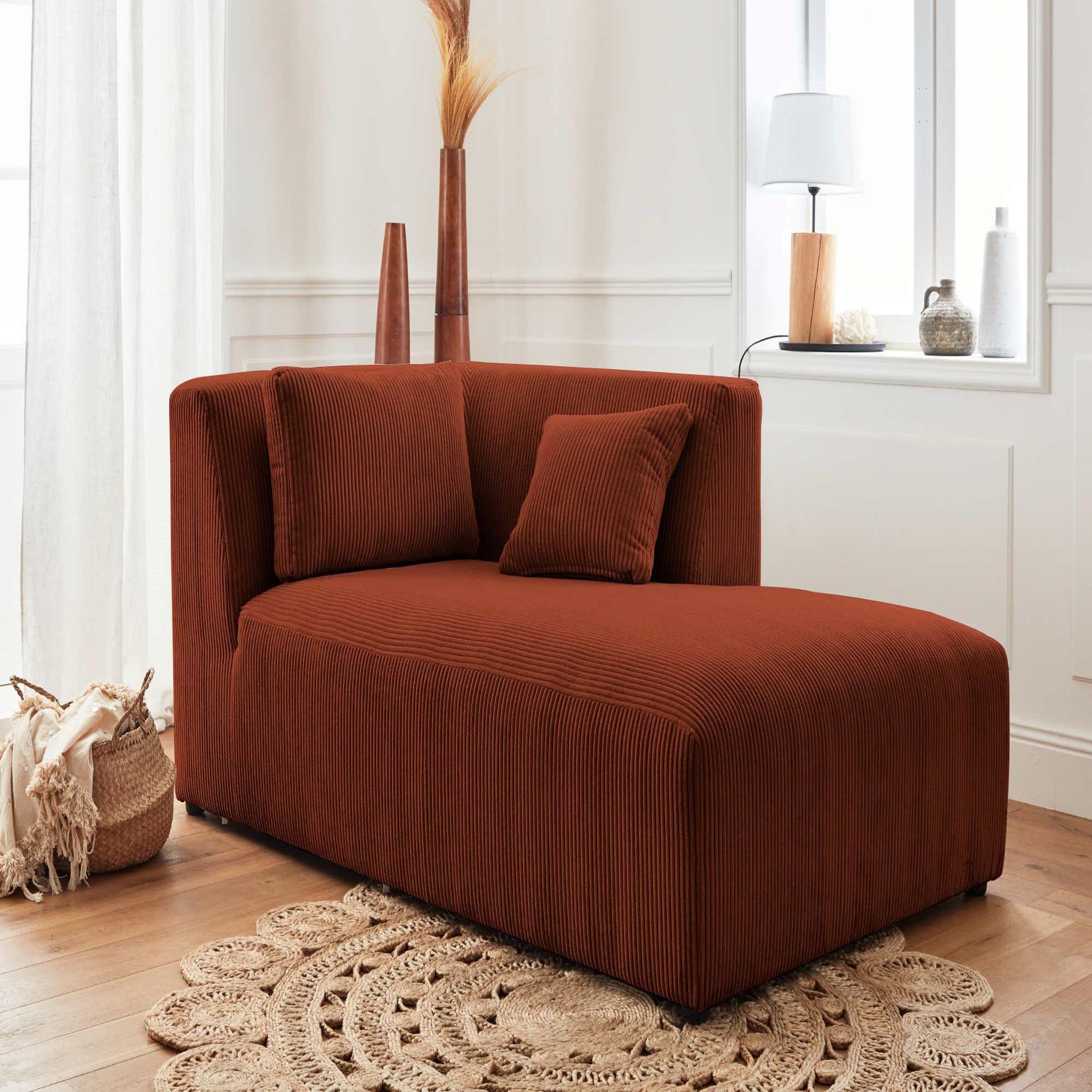 Voir la diapositive 5 : LISA DESIGN Victoire - canapé modulable d'angle droit - 5 places - en velours côtelé