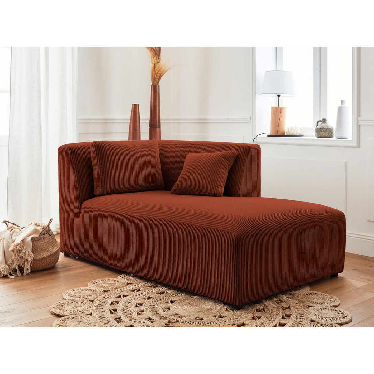 LISA DESIGN Victoire - canapé modulable d'angle droit - 5 places - en velours côtelé