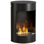 HOMCOM Cheminée éthanol - cheminée bioéthanol design cylindrique - réservoir 0,9L dia. 32 x H.55 cm acier noir