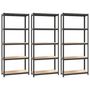 Voir la diapositive 2 : VIDAXL Etageres a 5 niveaux 3pcs Anthracite Acier et bois d'ingenierie