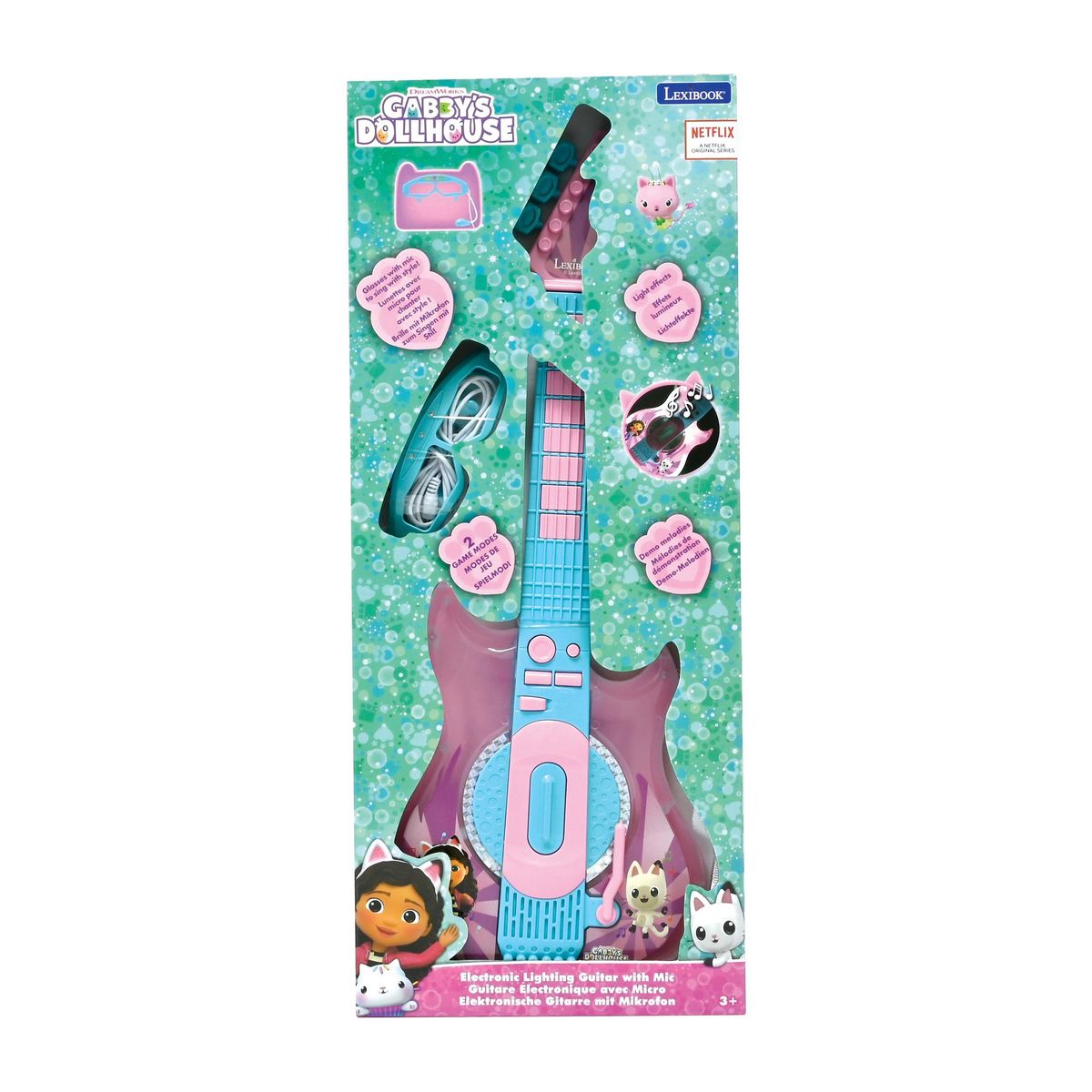 Lexibook Guitare Électronique Lumineuse avec lunettes et micro Gabby et la maison magique